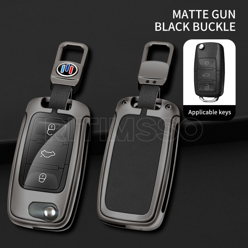 Custodia per chiave auto in metallo pelle Shell per VW Volkswagen Polo Golf 4 5 6 Passat Tiguan Jetta per Skoda Octavia Seat Leon Altea -