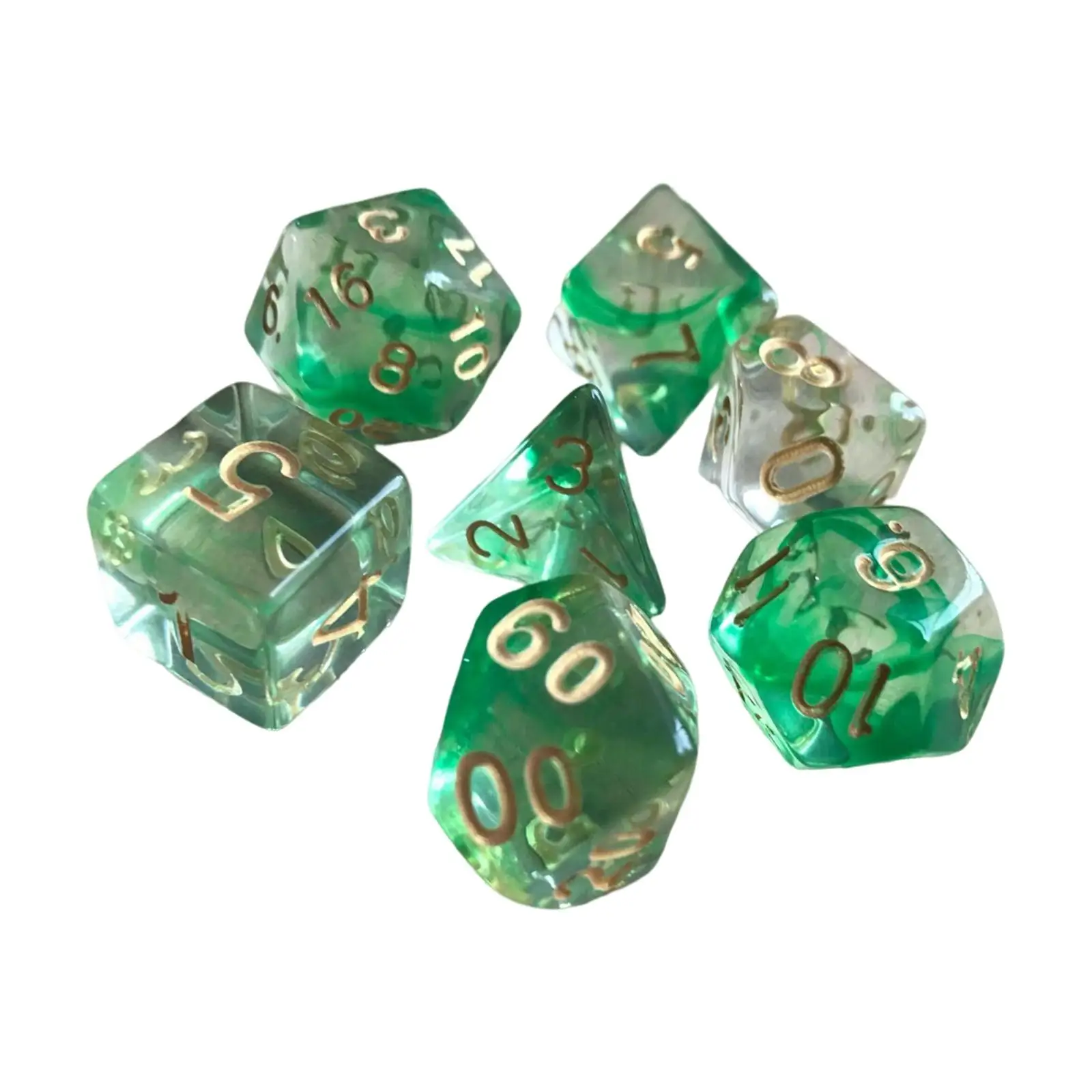 7x Acrylic Polyhedral Dice D4-D20 Family Table Game for Family Gathering Bar