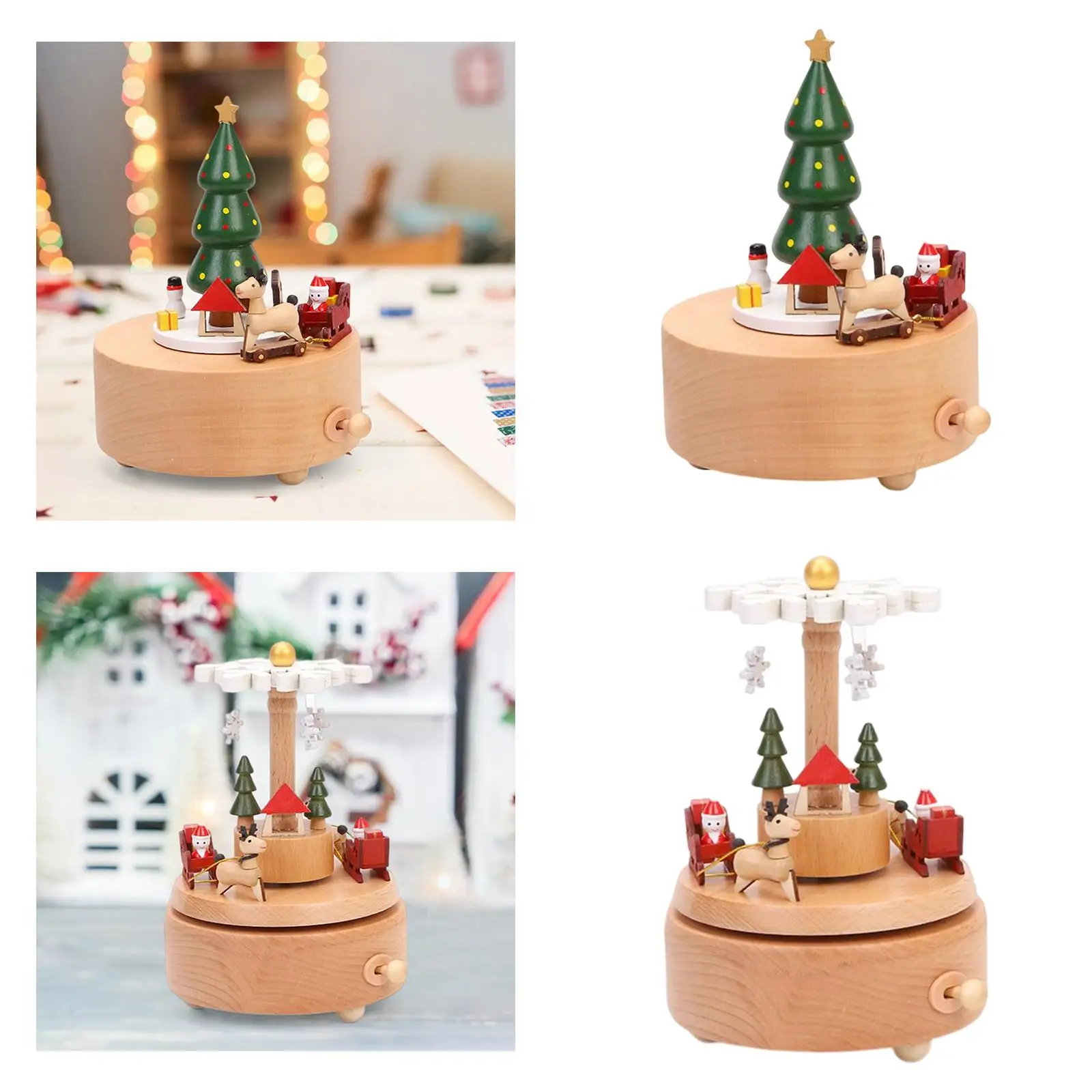 Creative Christmas Music Box Rotating Musical Box Carousel Toy Crafts for Indoor Desktop Decor Ornament Birthday Gift
