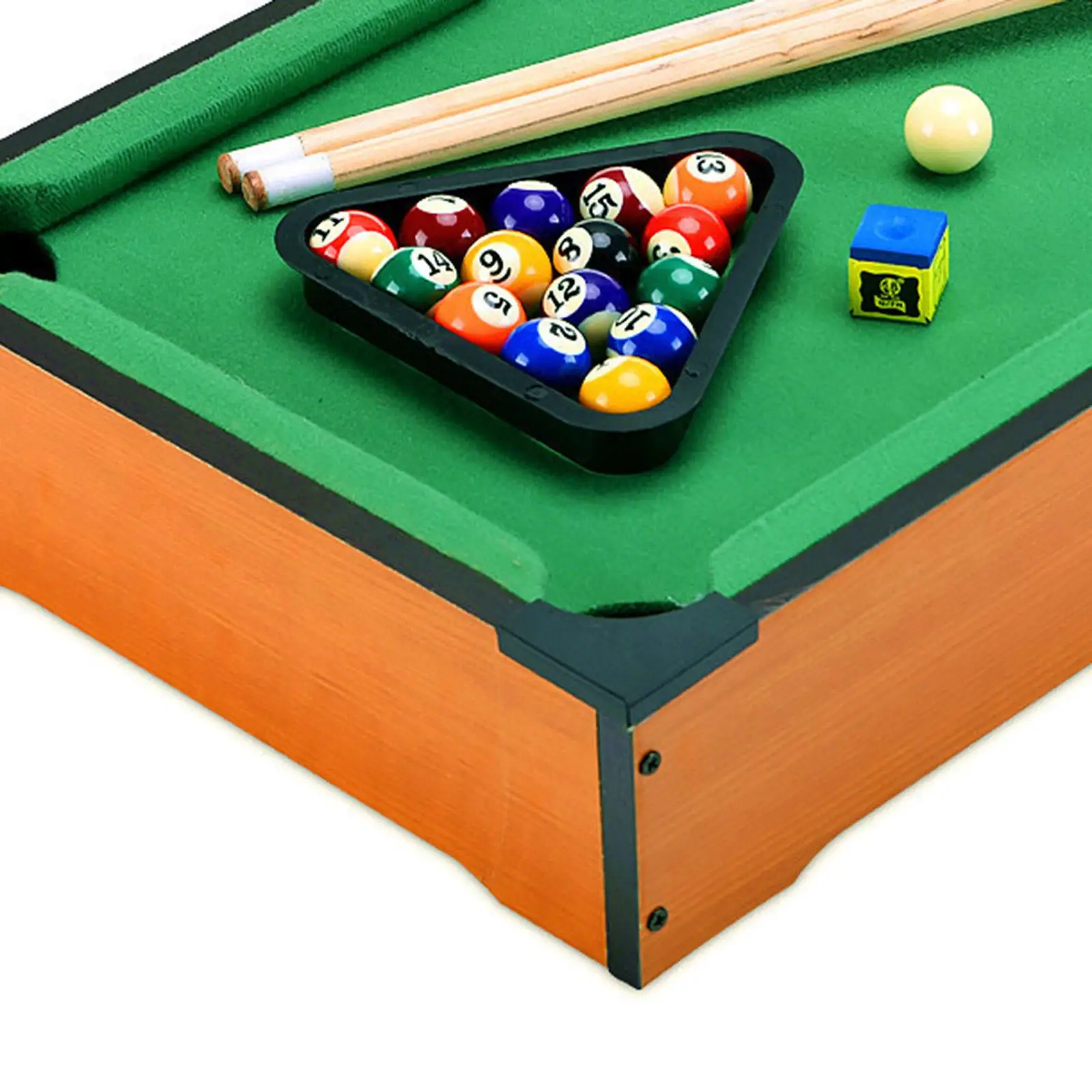 Mini Tabletop Pool Set Balls Easily Set up Playset Motor Skills Billiards Toy Wooden Snooker for Party Desk Home Game Room Gift