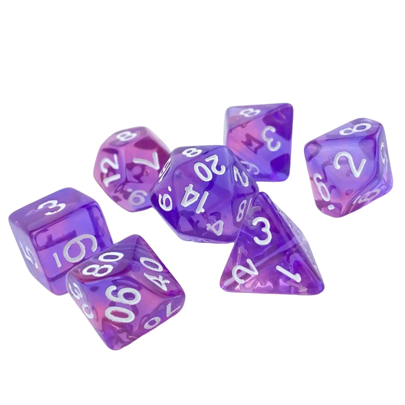 7Pcs DND Board Game Dices Double Colors Engraved Luminary Fantasy Dices Puzzle Games Craft for Role Playing KTV Parties
