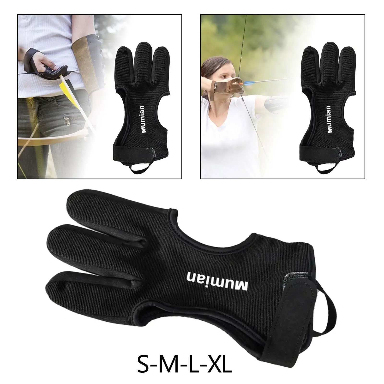 Outdoor Sports Archery Glove, Antislip Breathable Three , Black