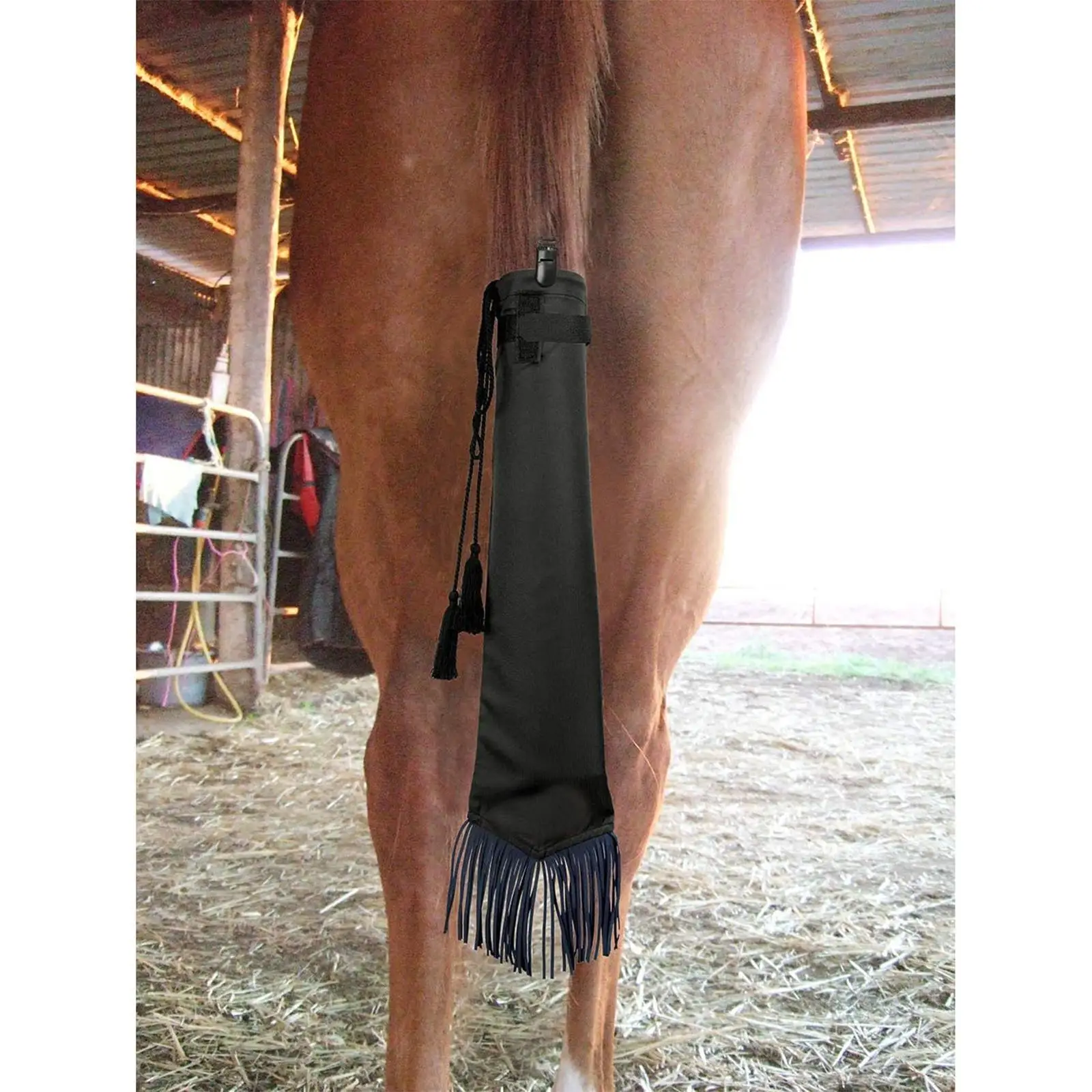 Horse Tail Bag with Fringe, Tail Bags for Horses, Black