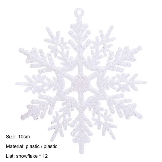 Achetez 12pcs / Pack Noël Paillettes de Neige Cintre en Plastique Ornements  de Flocon de Neige en Plastique - Argent de Chine