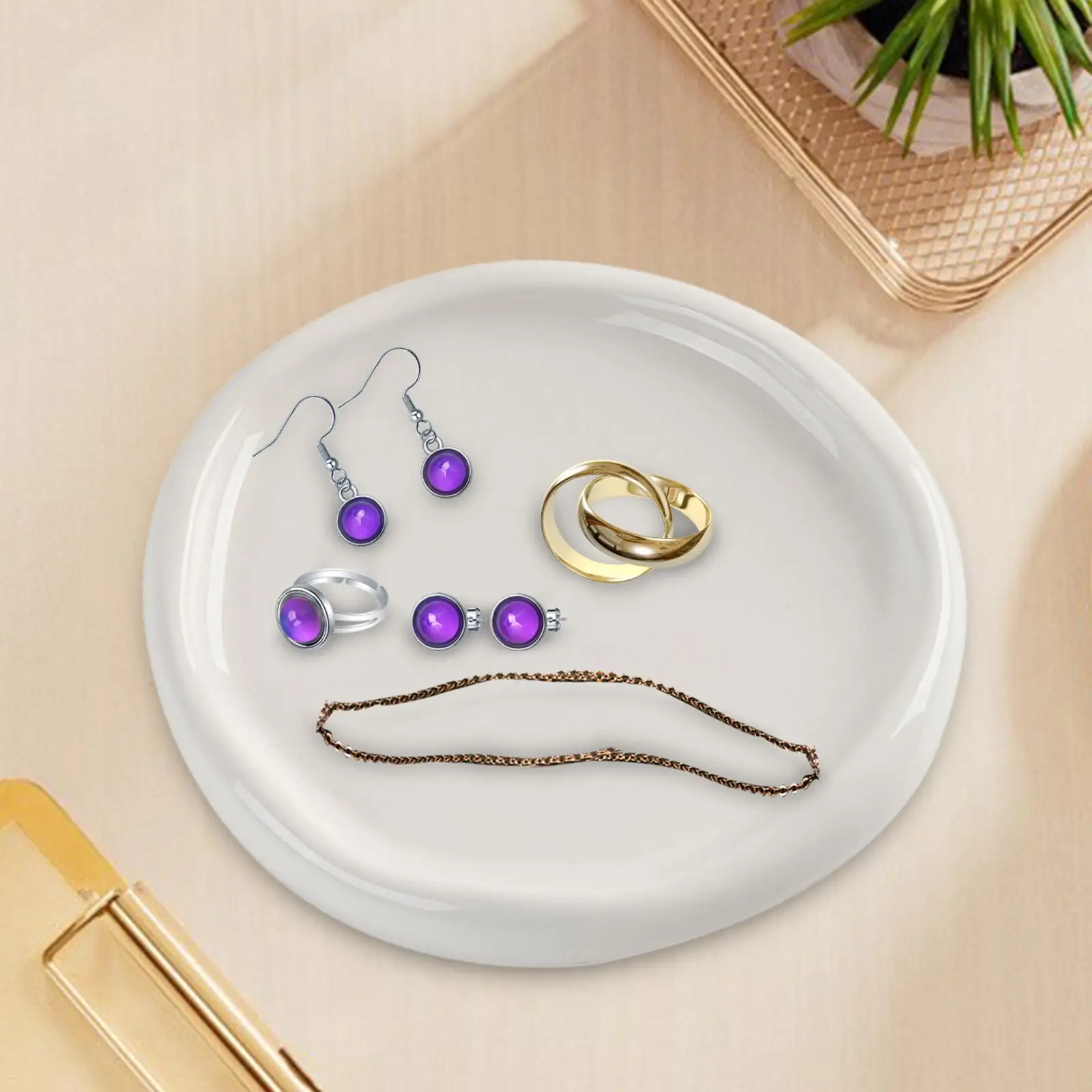 Ceramic Jewelry Dish Irregular Shape Keys Tray Ceramic Plate for Daughter Girlfriend Wife Women Girls Birthday Gift