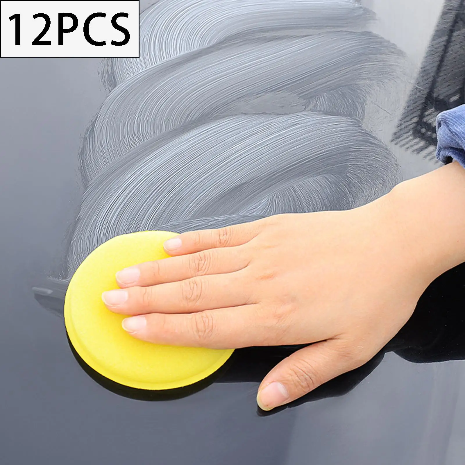 12 Pieces  Foam Sponge Buffing Kits Pressed Edge for Car Waxing