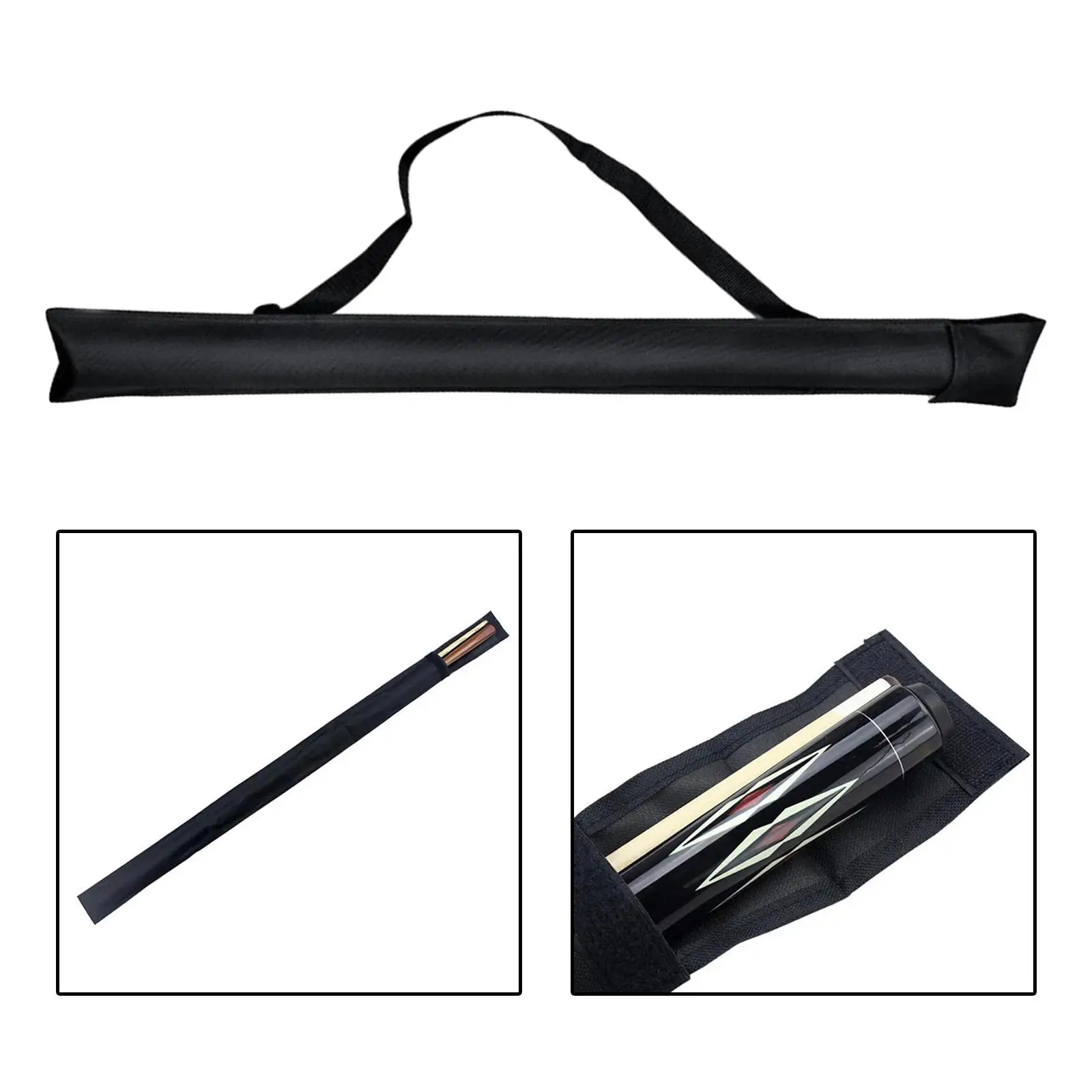 Pool Cue Case with Adjustable Shoulder Strap Carrying Bag Protective Billiard Stick Storage for 1/2 Snooker Billiard Stick Rod