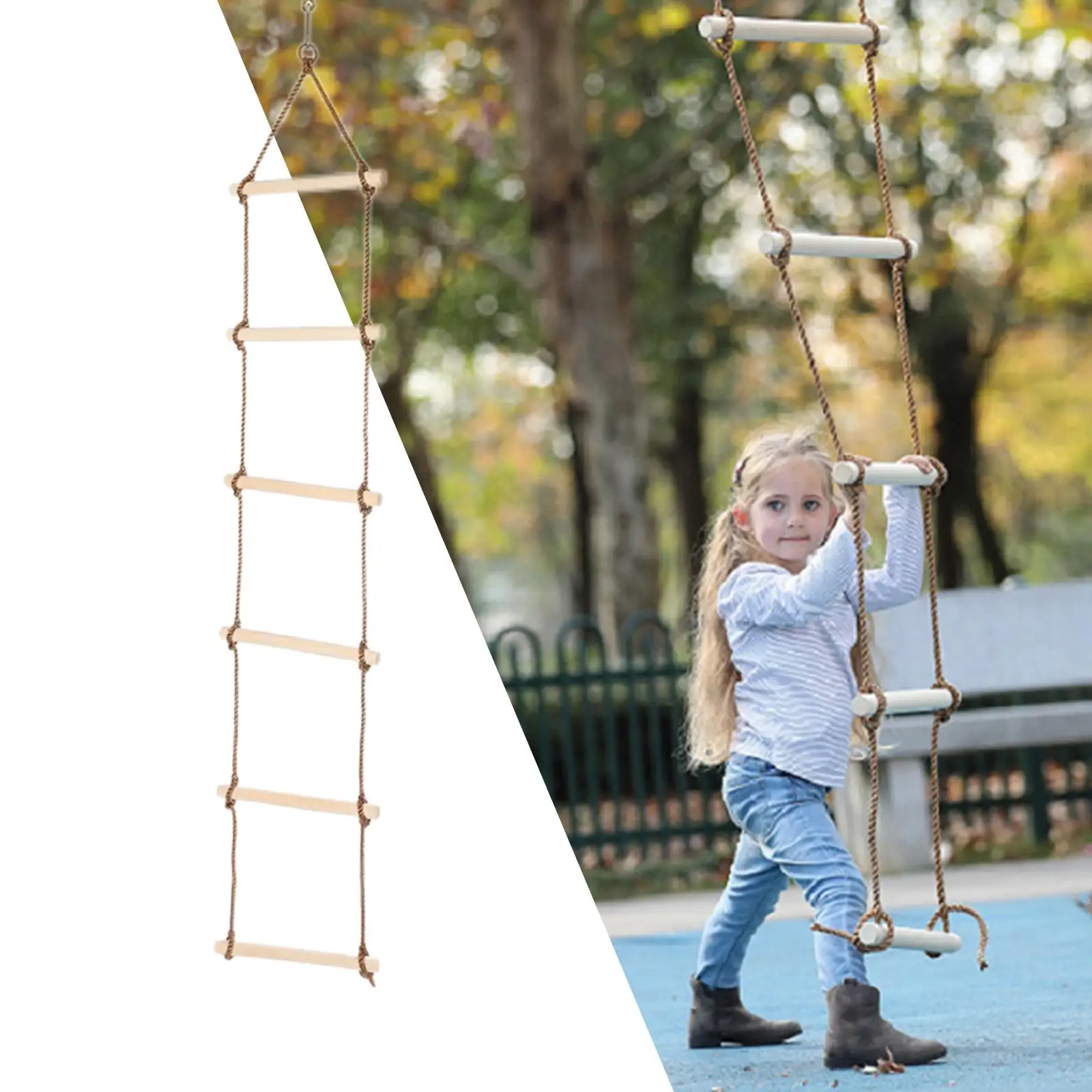 Climbing Rope Ladder Climbing Game Wooden for Backyard Outdoor Playground