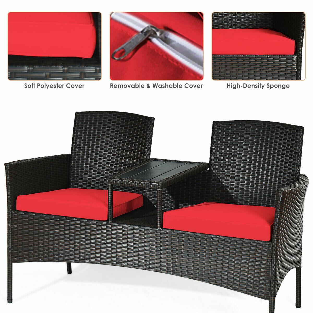 Title 5, Patiojoy Rattan Conversation Set Loveseat Sofa ...