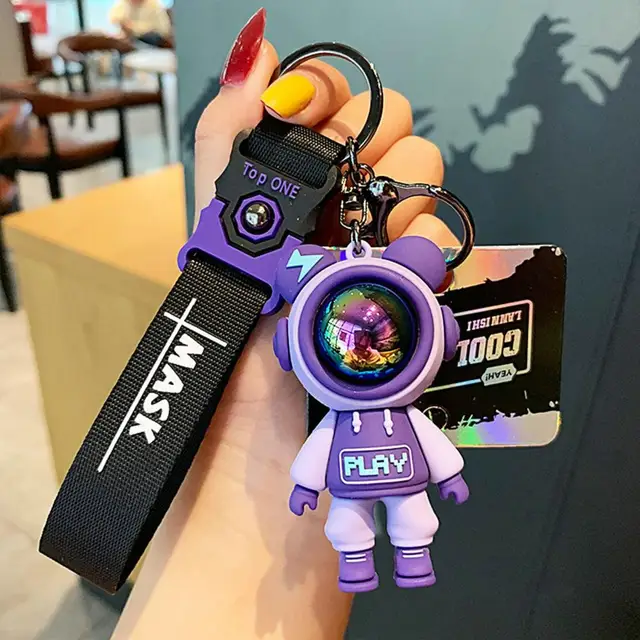 Harmtty Key Chain Cartoon Jelly Color Bear Unisex Multipurpose Letter Key Ring Holder Bag Decoration,Purple, Adult Unisex, Size: 4.5