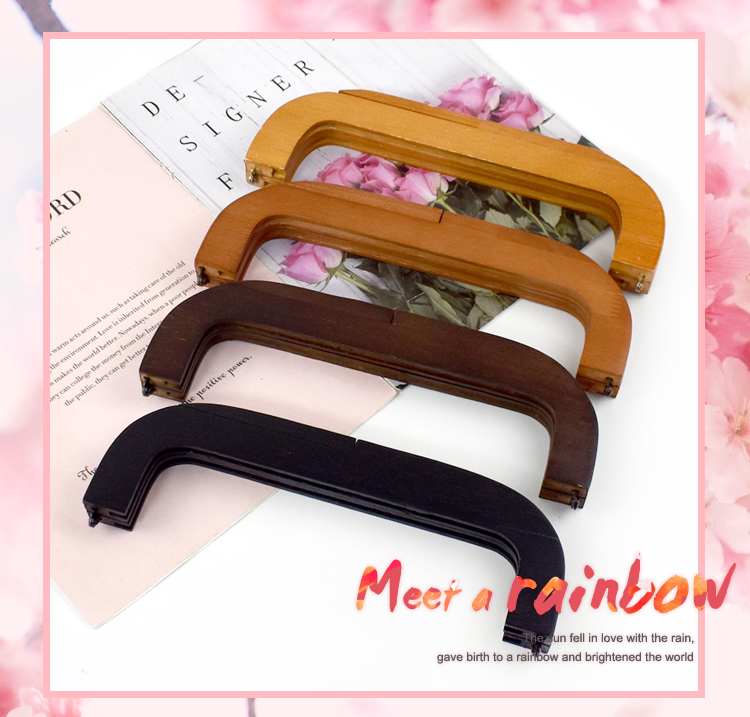 Deepeel 25*8.5cm Square Wooden Bag Handle Kiss Clasp Handbag Purse Frame Closure DIY Handmade Wallet Sewing Brackets Supply