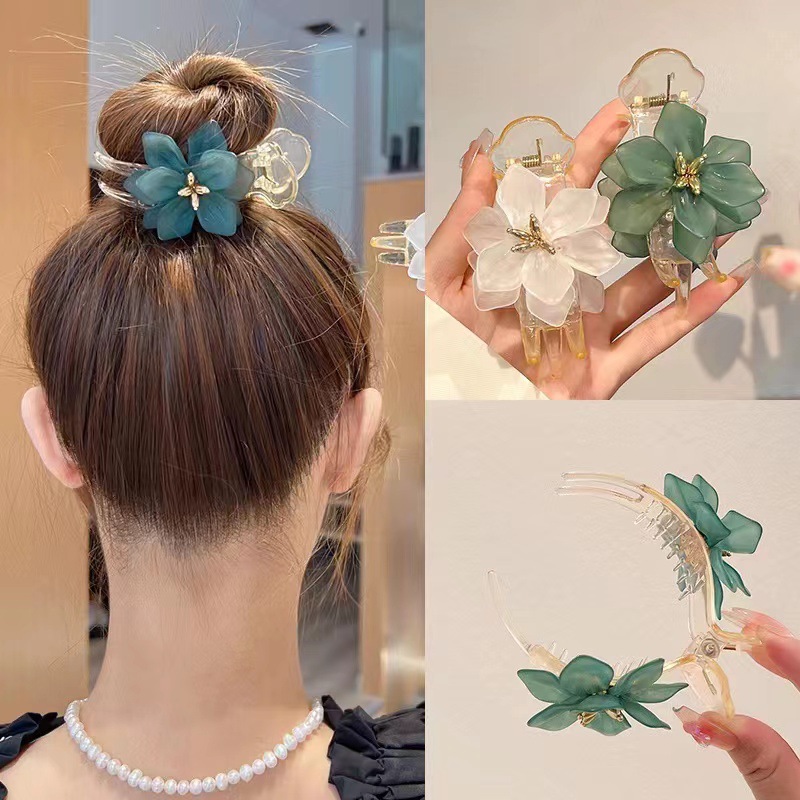 Best of Hairpin Elegant Camellia Flower Hair Claw Women Meatball Head Fixed Hair Styling Tools Hair Clip Ponytail Buckle Hair Accessorie Reviews & Tips