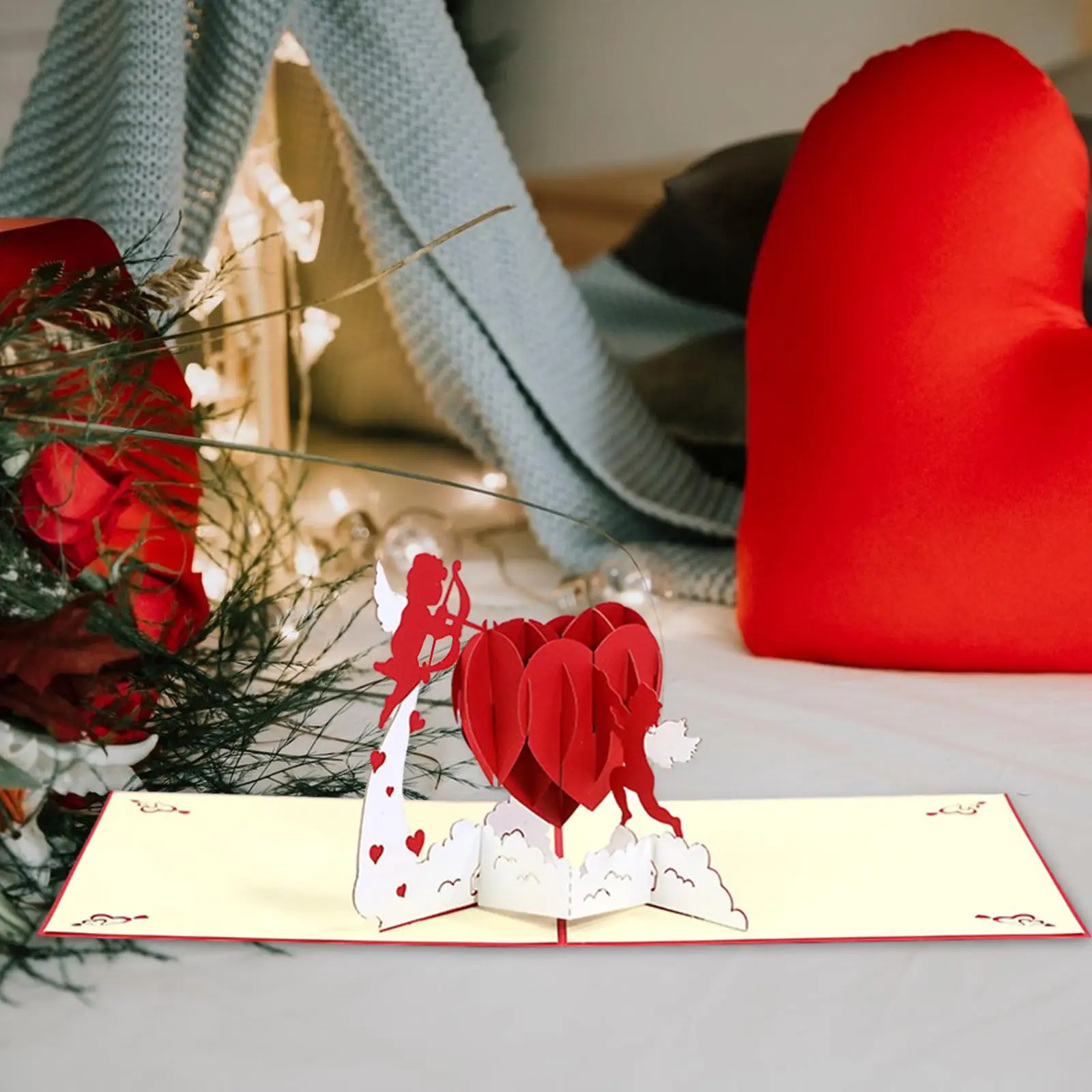 Valentines Day Cards Wedding Card Cupids Romantic with Envelope 3D Greeting Cards for Mother`s Day Home Engagement Male Female