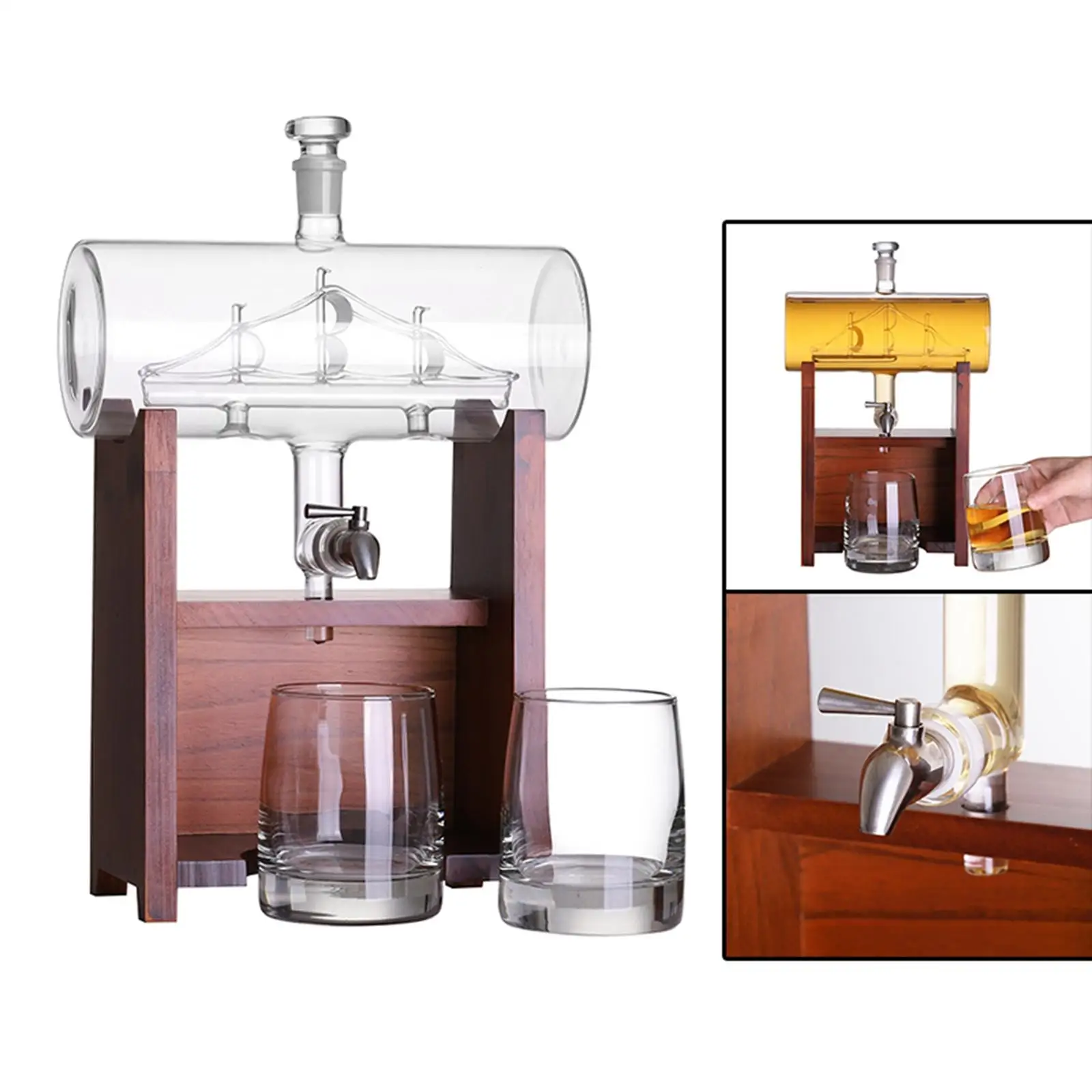 Sail Boat Decanter Gift for Wine Fans Transparent with Pourer Home Bar