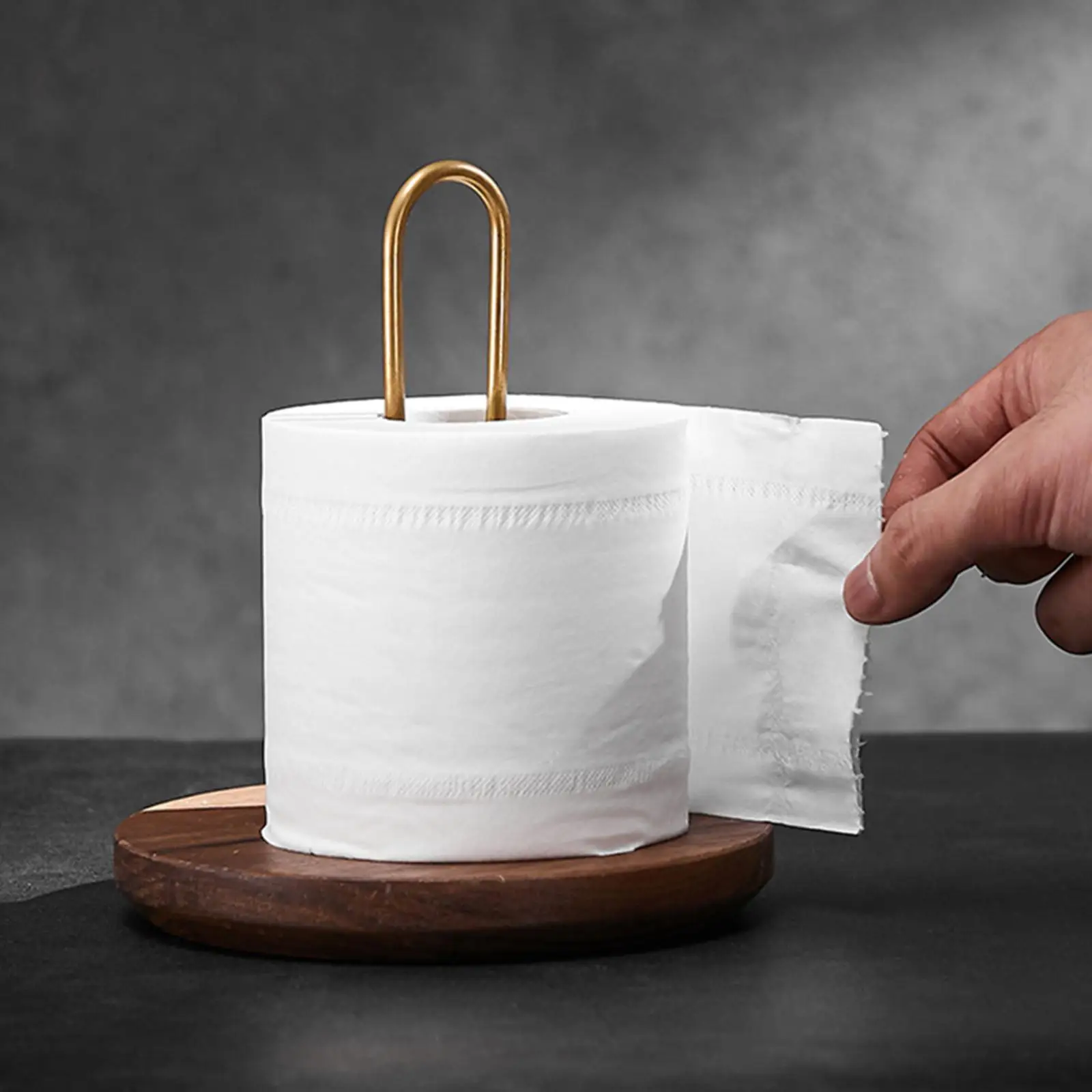 Roll Paper Towel Holder Bathroom Tissue Napkins Rack Wooden Tissue Holder for Kitchen Bedroom Countertop