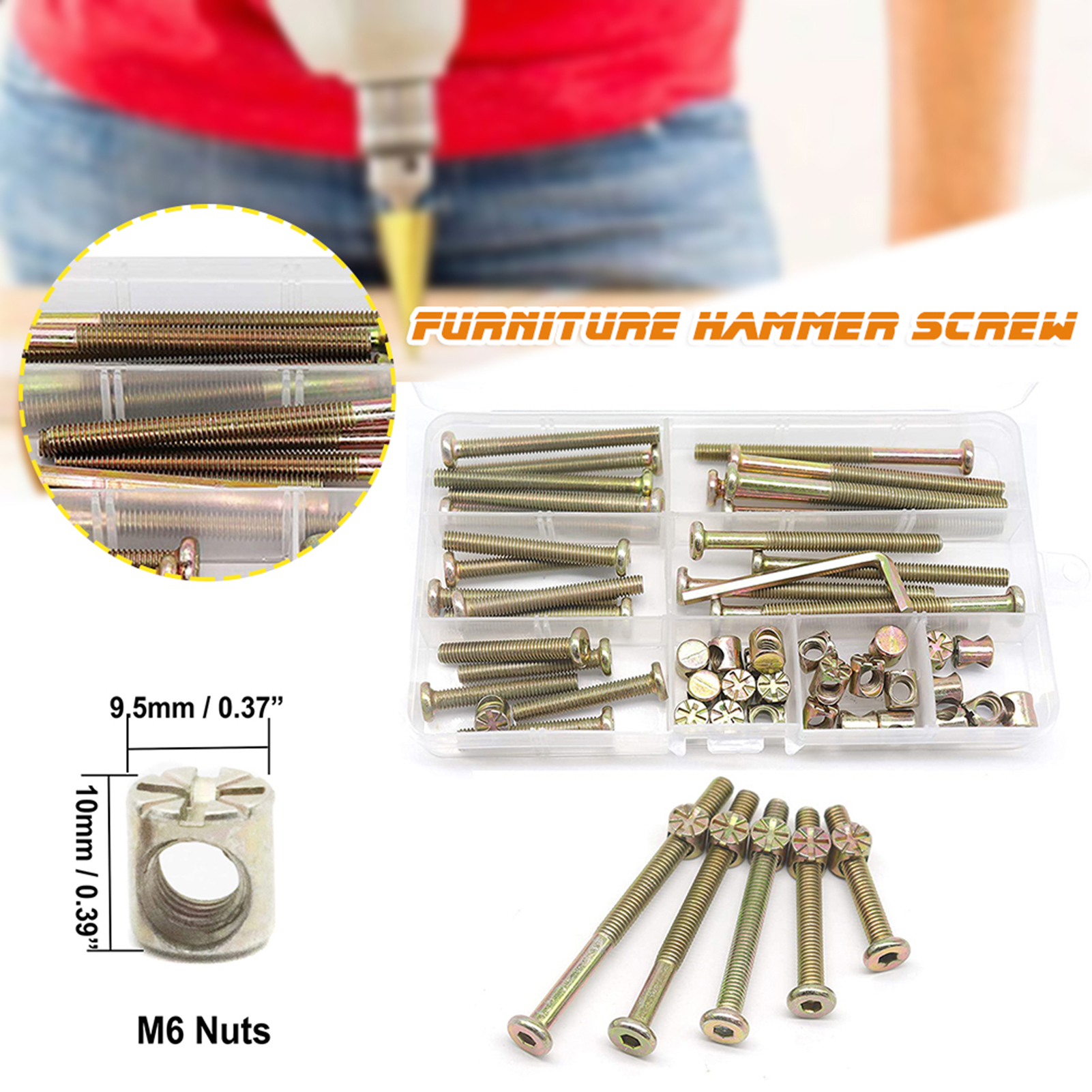 Description Picture 2 of itemHex Drive Socket Cap Screws Hex Drive Socket Cap Bolt Nuts Assortment Kit Nuts Assortment Kit for Furniture