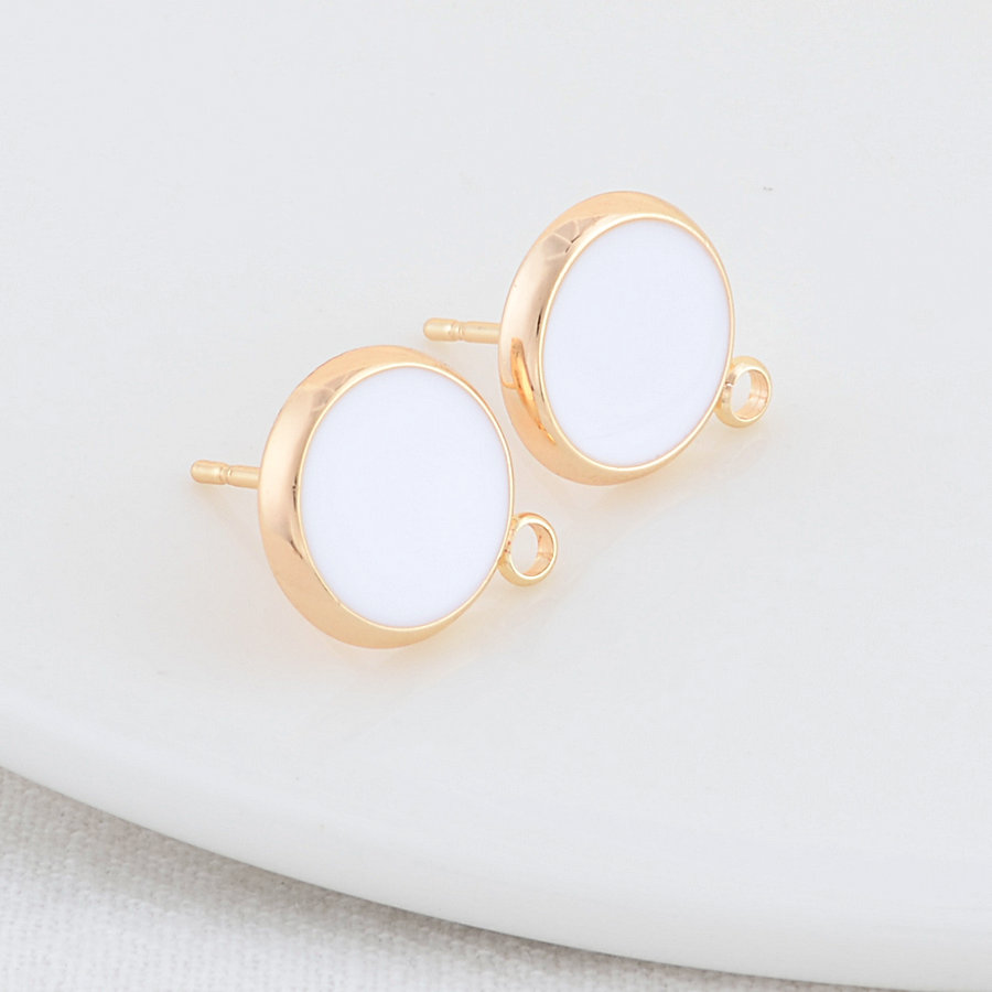 6PCS 12*14,5 MM 14K Gold Farbe Überzogene Messing Runde Tropfen Stud Ohrringe Hohe Qualität Diy DIY schmuck Finden Zubehör – Detail 2