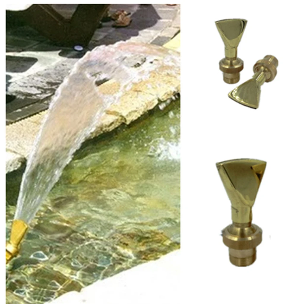 Brass Fan Shaped Water Fountain Nozzle Spray Pond Sprinkler Adjustable  Water Spray Head
