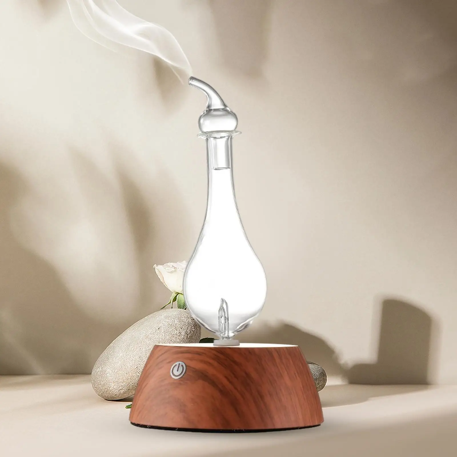 Aroma Diffuser Wood Base Nebulizing Machine with 7 Colors Lights Cold Spray Essential Oil Diffuser 50ml for Bedroom Yoga Office