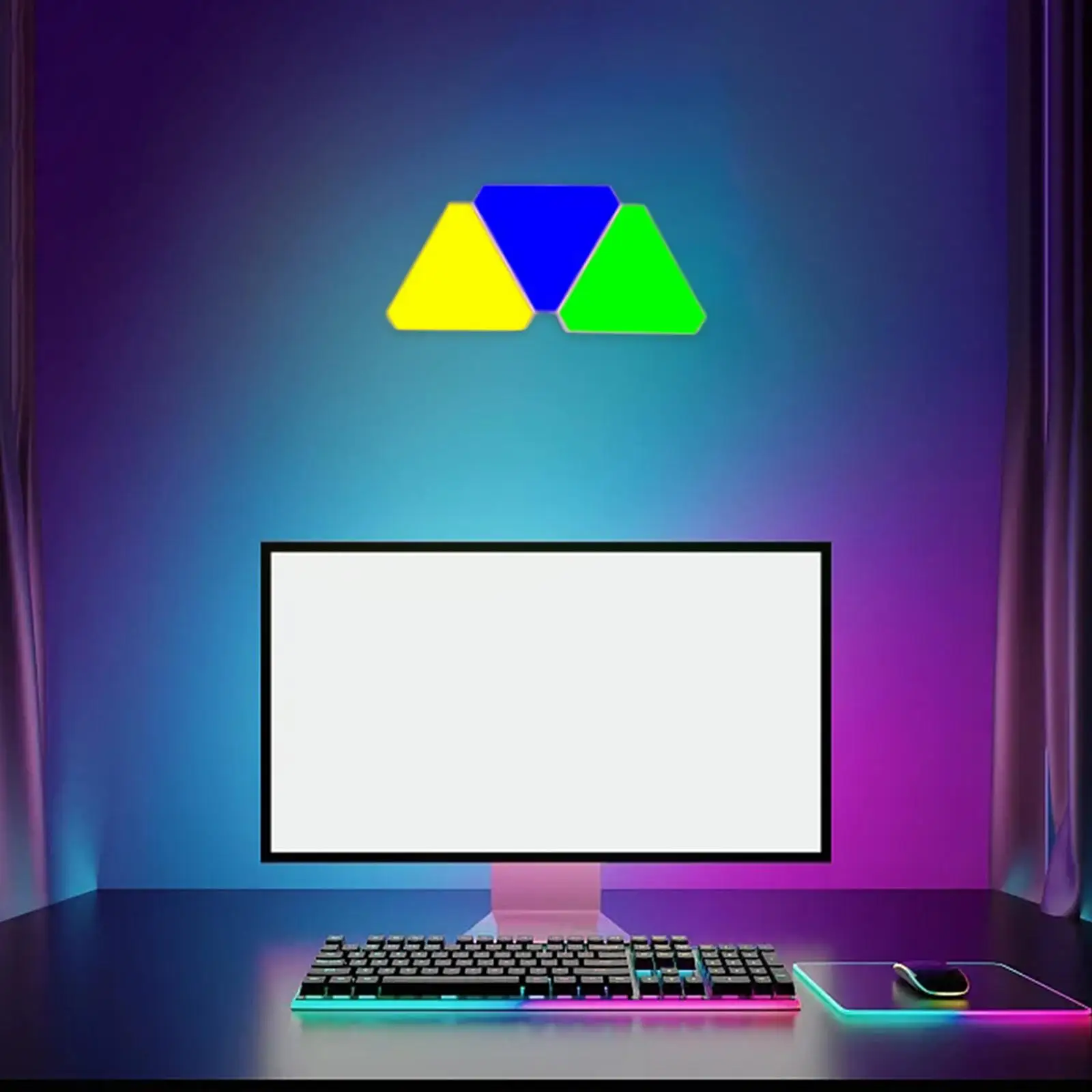 LED Light Panels Smart App Control with Controller Multicolor Effects Triangle Lights for Party Wedding Bar Gaming Room Office