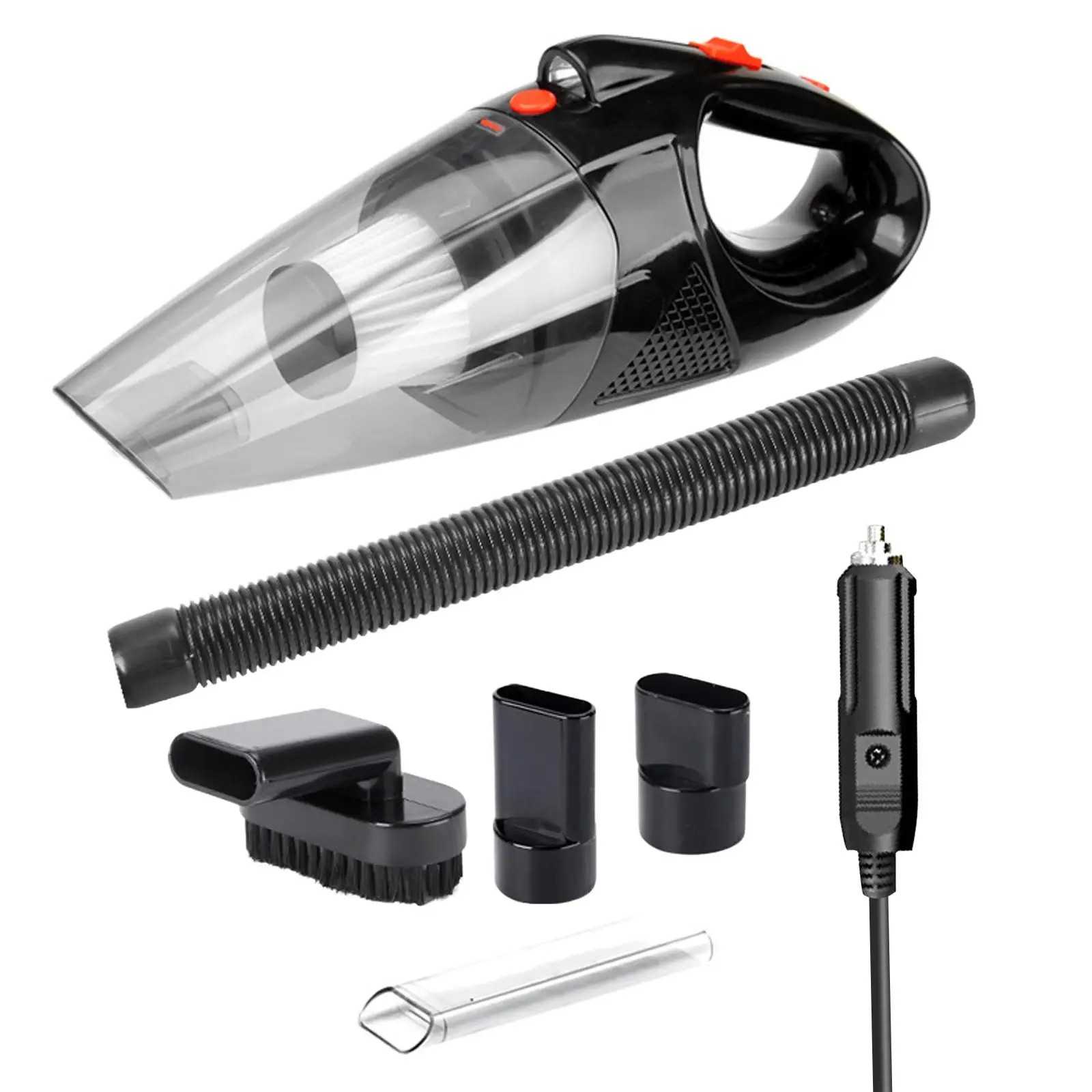 Portable Car Vacuum Cleaner 12V Lightweight Interior Detailing Kit Auto Accessories with LED Lighting with 5 Attachments Mini