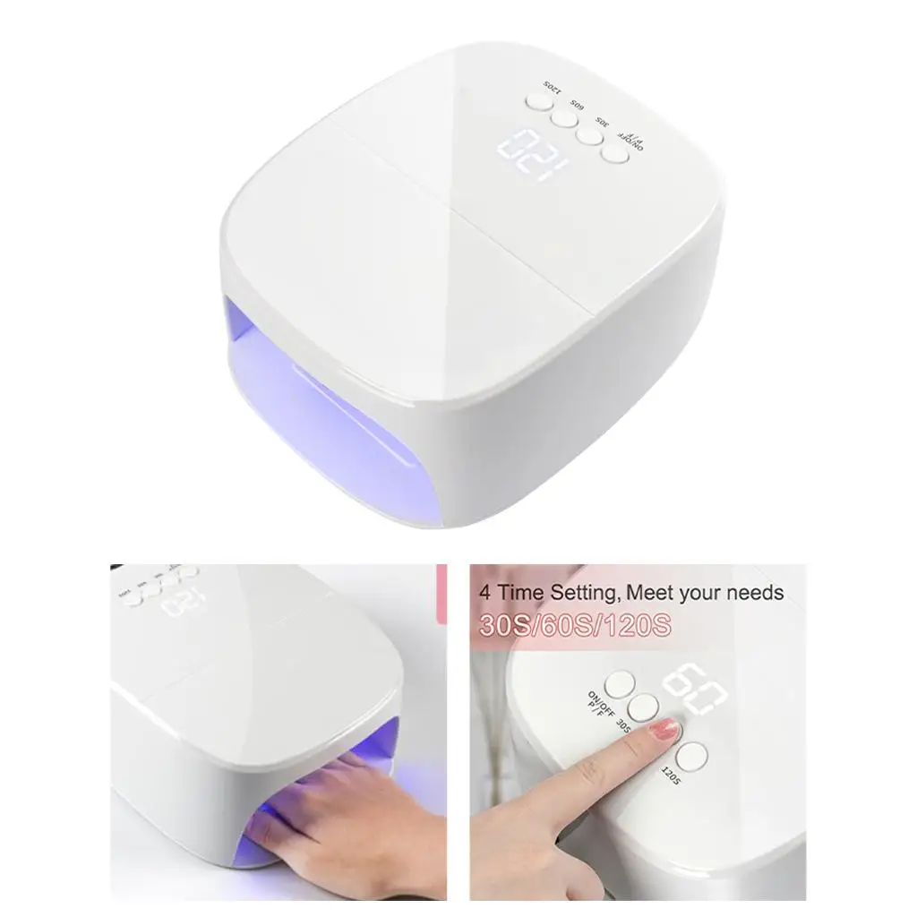UV LED Nail Lamp 60W Portable with 30Pcs LED Beads Professional Nail Dryer UV Light for Gel Nail Polish Curing Office Use Woman