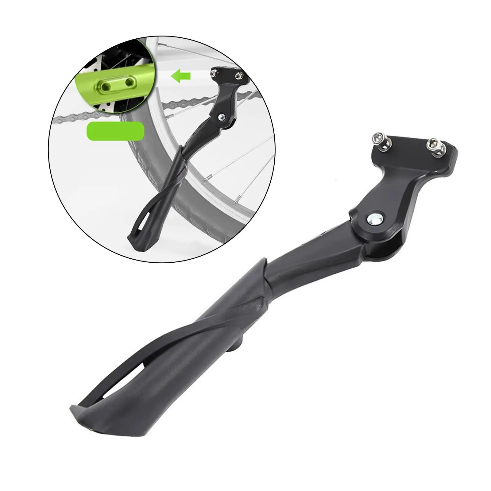 Bike Kickstand with Non Slip Foot Pad Adjustable Height Rear Mount Aluminum Alloy Body for 24~29 inch Mountain Bike Adults Bike