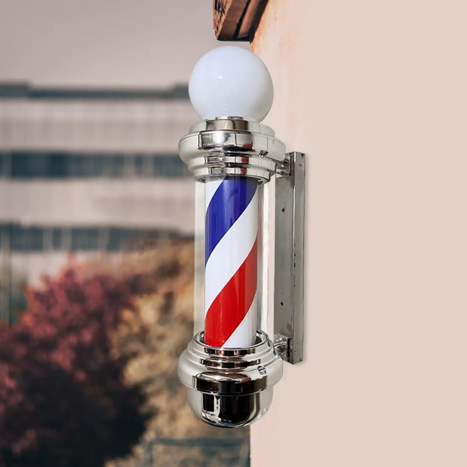 Barber Pole LED Light Rotating Wall Mount with Ball Waterproof Stripes Hair Salon Sign Light for Indoor Outdoor Hairdressing