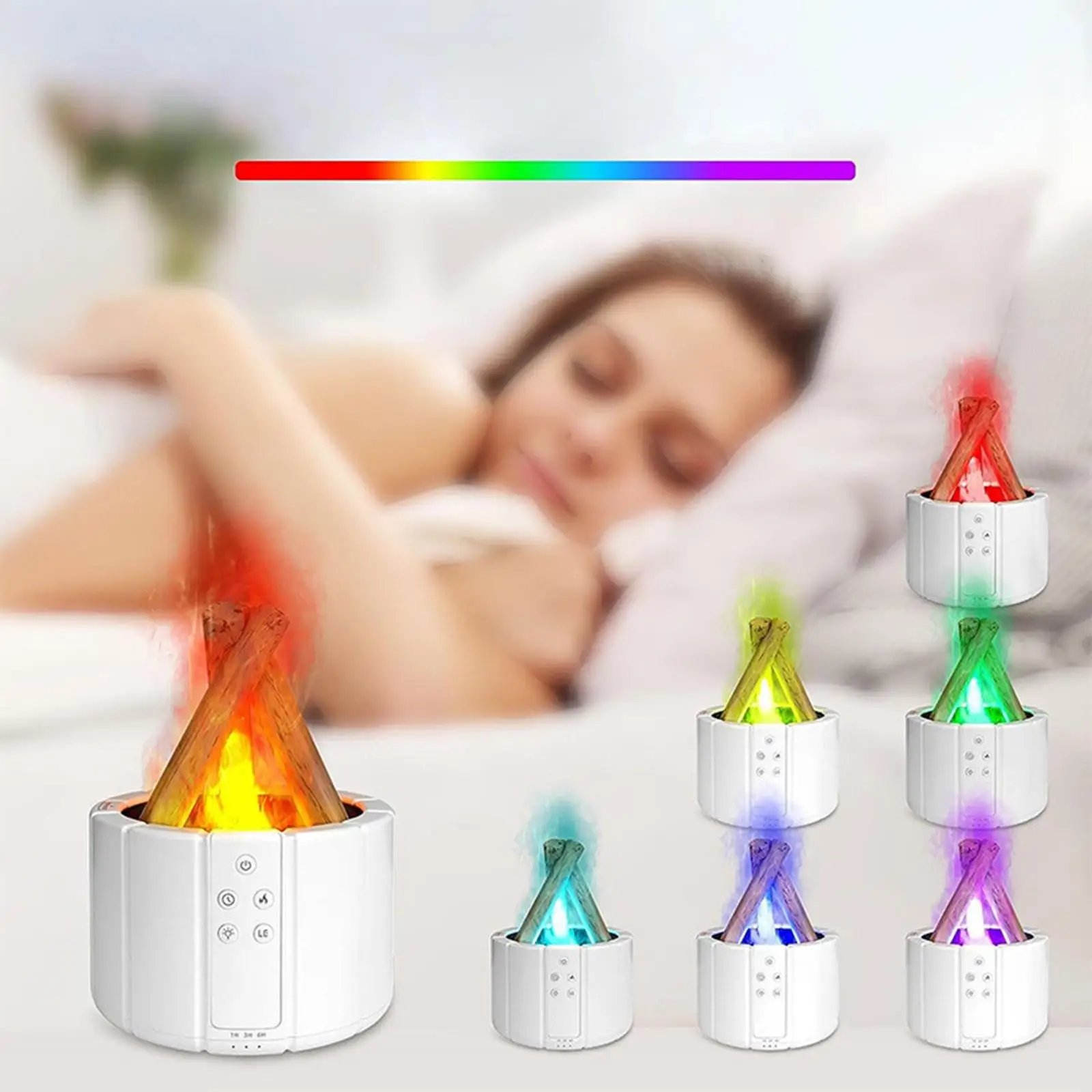 Essential Oil Diffuser 7 Color Simulation Flame Air Diffuser 250ml Air Humidifier for SPA Office Bedroom Living Room Large Room 