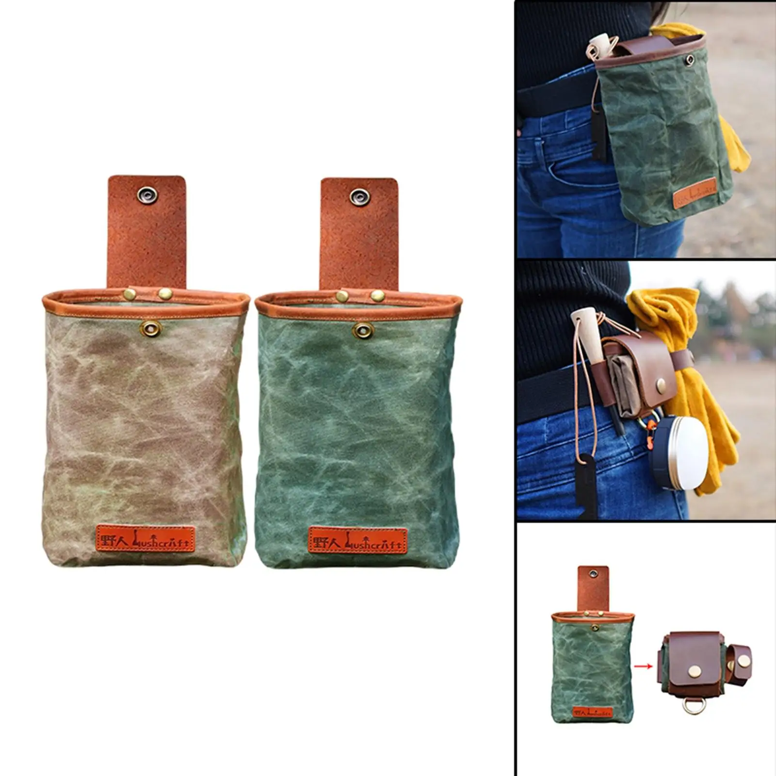 Portable Foraging Pouch Folding Waist Bag Storage Bag Collapsible Pack for Outdoor