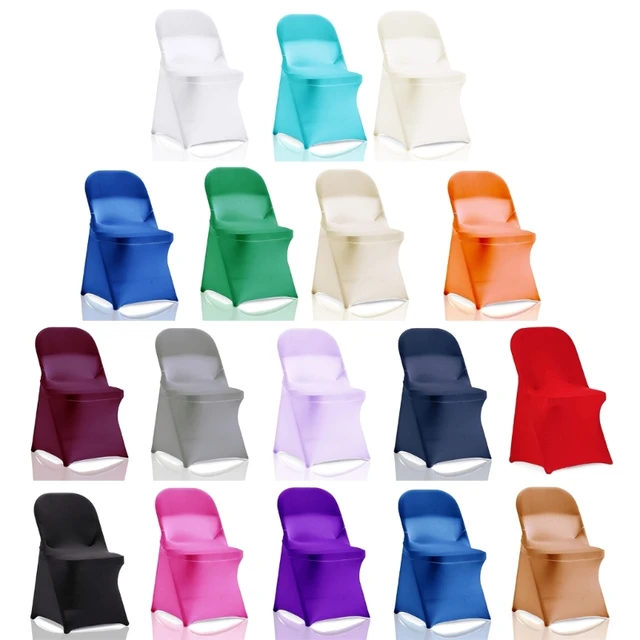 50PCS Stretch Spandex Folding Chair Covers Black Durable Decoration Formal