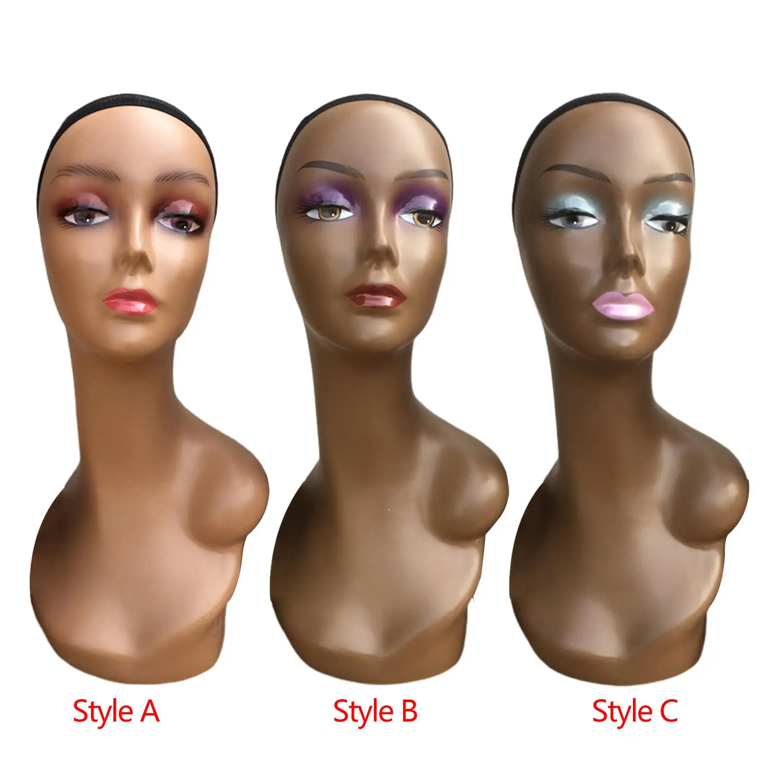 Woman Mannequin Head Model Sturdy Smooth Surface Multipurpose Practical Hat Display Stand Height 48cm Lifelike for Styling