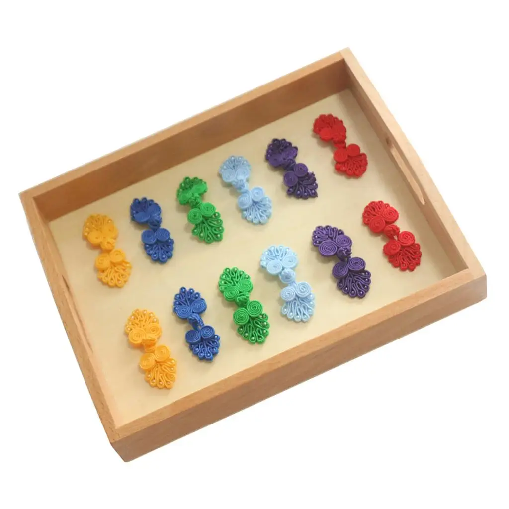 Montessori Kids Children DIY Buttons with Tray Training Aid Toys