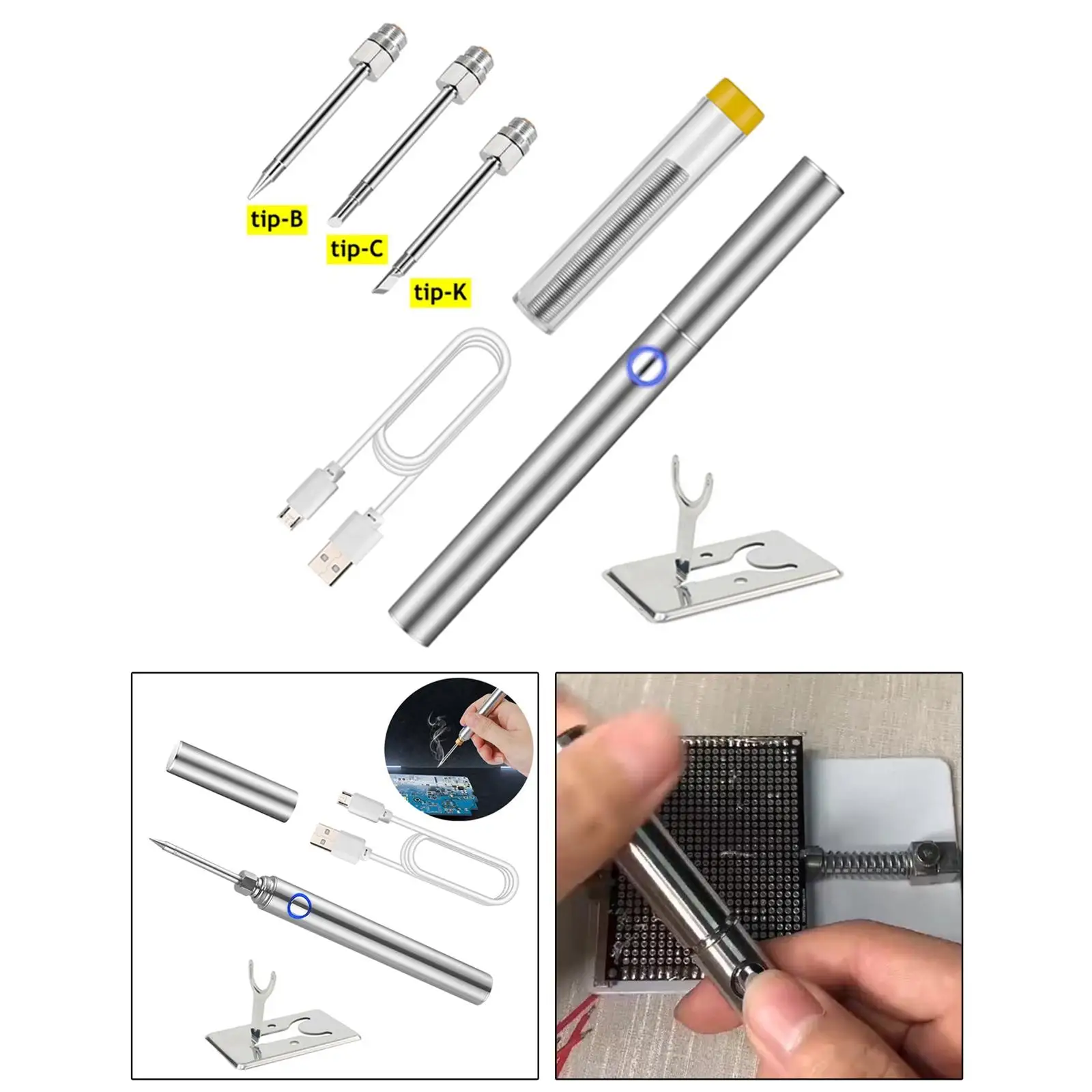 Electric Soldering Iron Kit USB Charging Adjustable Voltage Welding Tool for indoor and outdoor