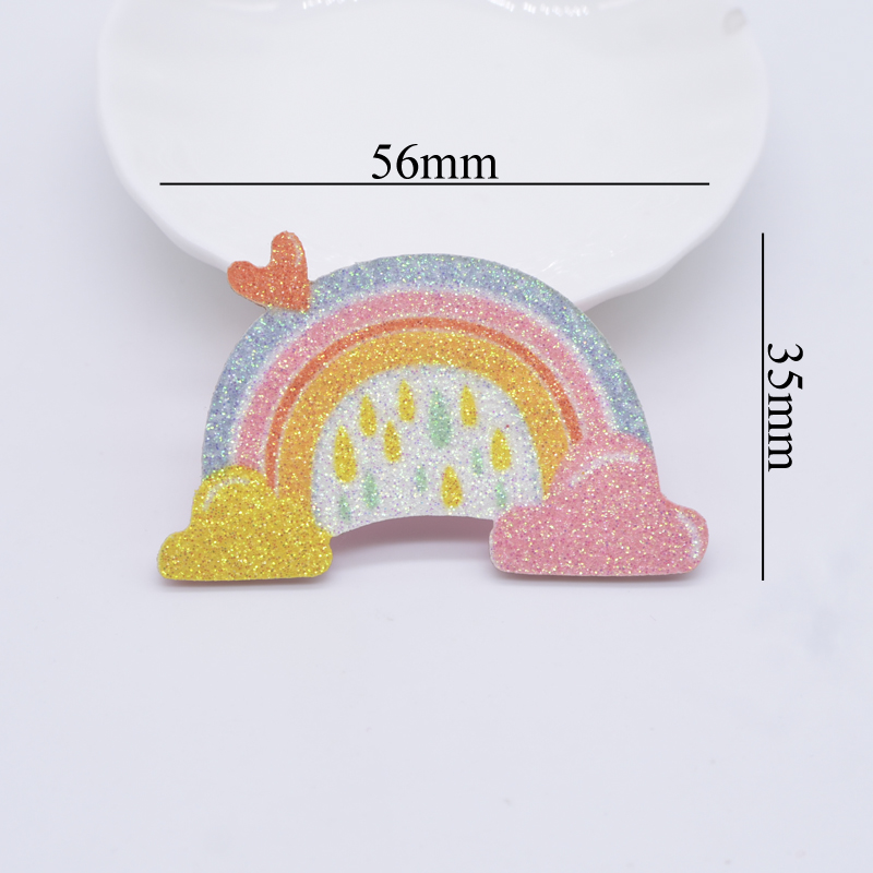 12 Stück Glitzer-Druck-Applikationen, Regenbogenfarben, für DIY-Handwerk, Kuchendekoration, handgefertigte Kopfbedeckung, Haarspangen, Schleife, Dekor, Hut, Nähflicken – Detail 4