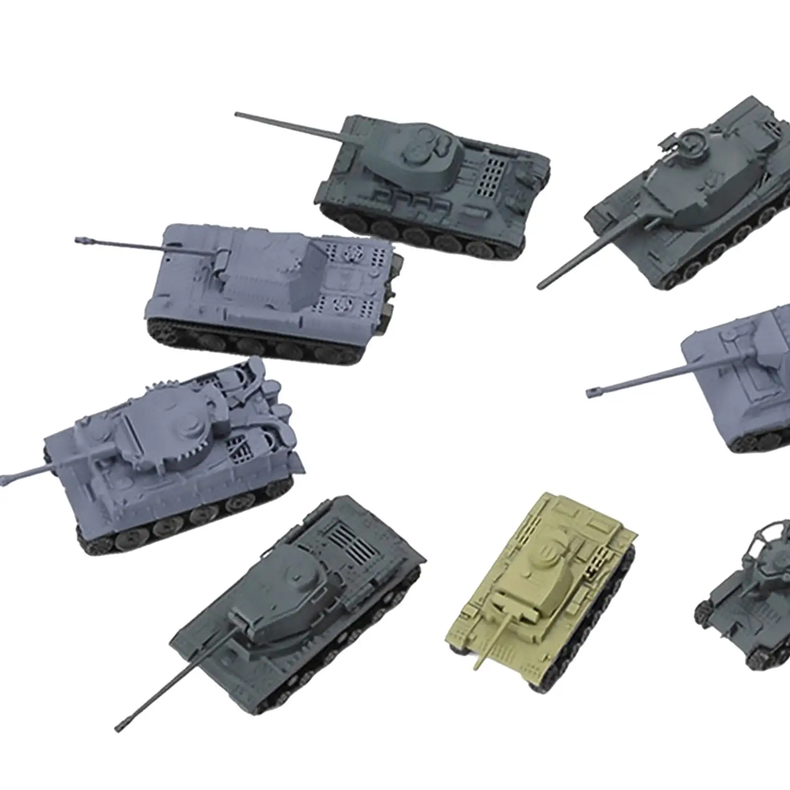 Set of 8 1:144 Assemble Tank Kits Battle Tank for Tabletop Men Gifts