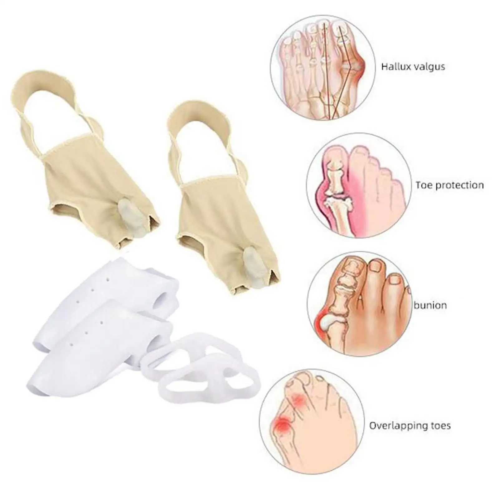 Bunion Corrector Kit Soft Bunion Guard Hallux Valgus Correction Feet Care Tool Day Night Support Orthopedic Bunion Pads Care Set