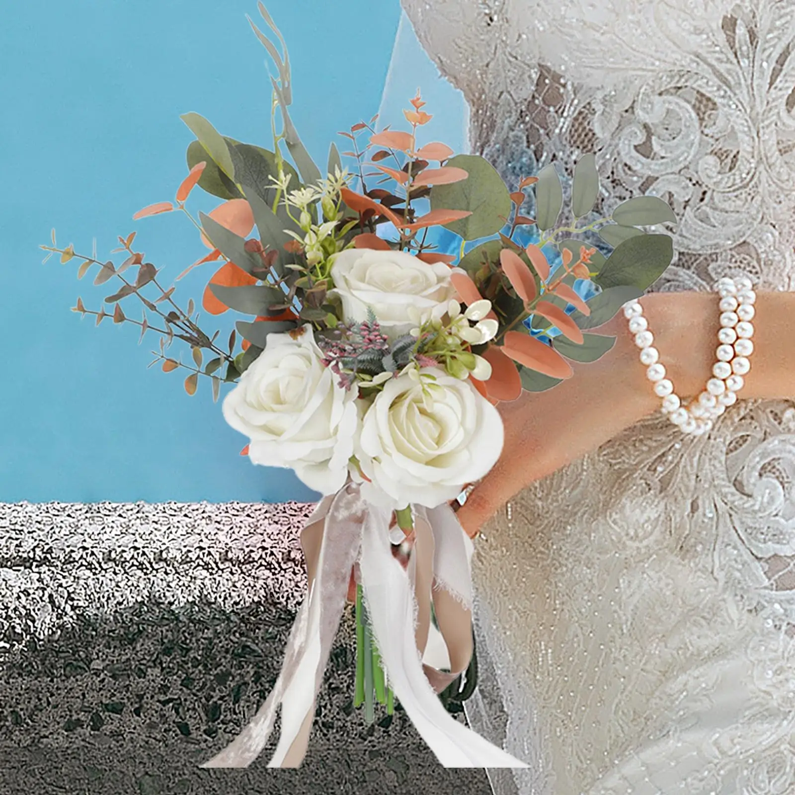 Romantic Wedding Bridal Bouquet Ribbon Tassel Bride Bridesmaid Bouquet for Table Centerpieces