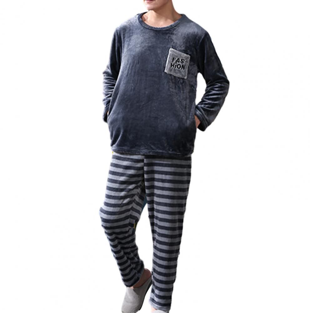 Title 33, 2 Pcs/Set Men Winter Pajamas Set Long Sleeve Th...