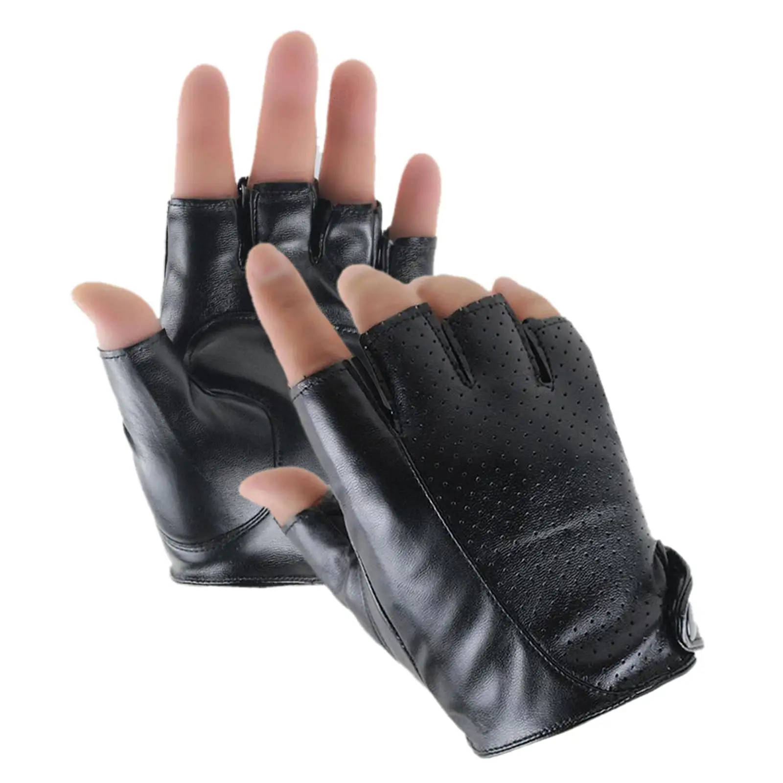 Shockproof Half Finger Gloves Protection Breathable Wear Resistant PU Leather Gloves for Men Outdoor Climbing Motorbike Driving