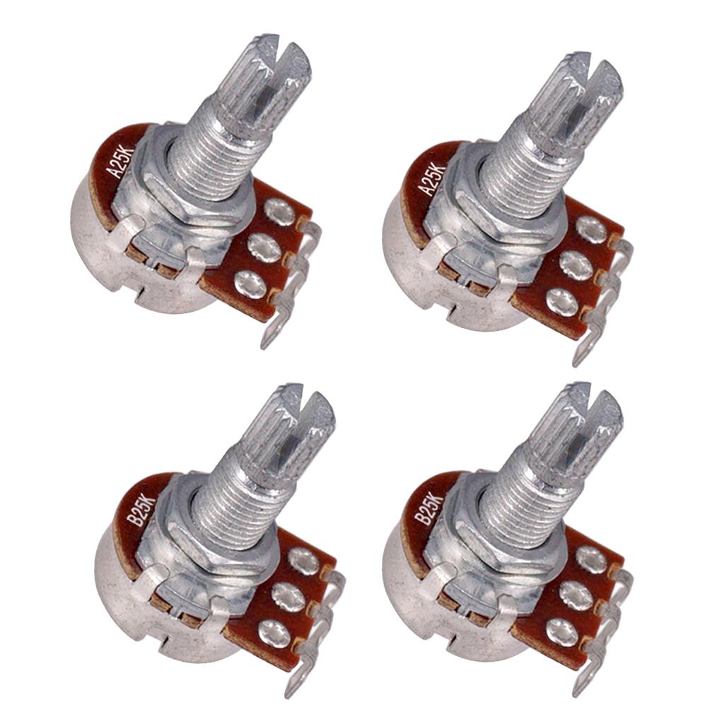 4Pcs Mini Pots Log A & Linear B 25K 18mm Guitar Volume   Potentiometer