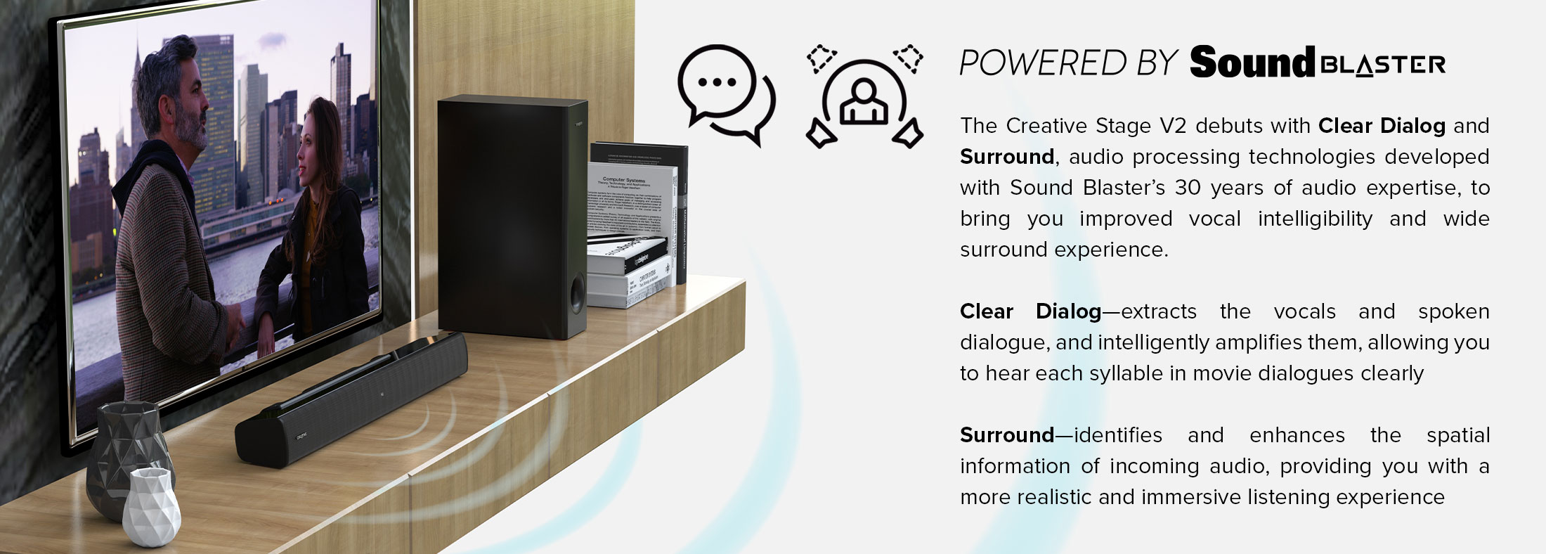 Title 3, CREATIVE Stage V2 2.1 Soundbar mit Subwoofer, k...