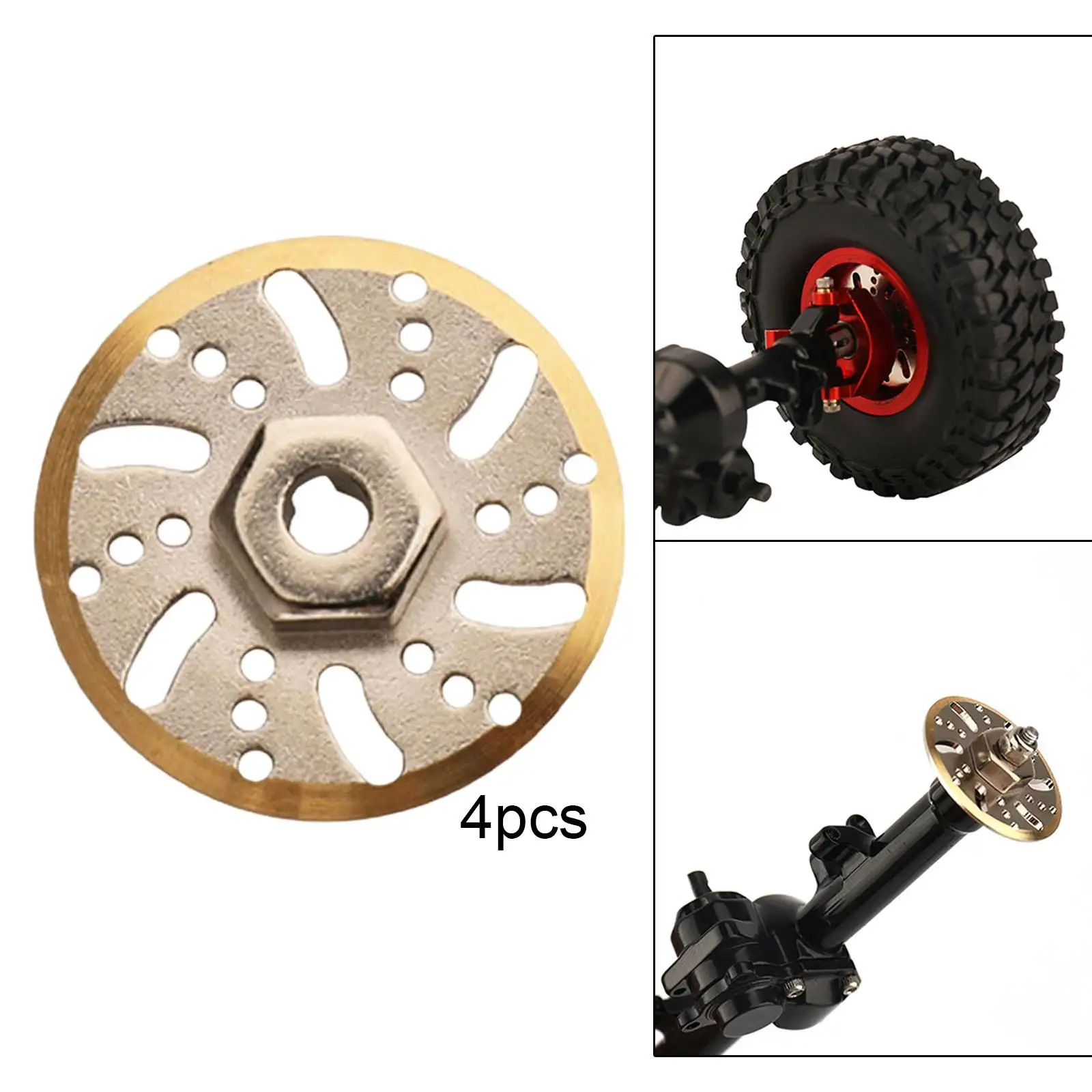 Brass RC Car Wheel Rim Tires Brake Disc for SCX24 C10 Axl0003 Axl0002 Accessories