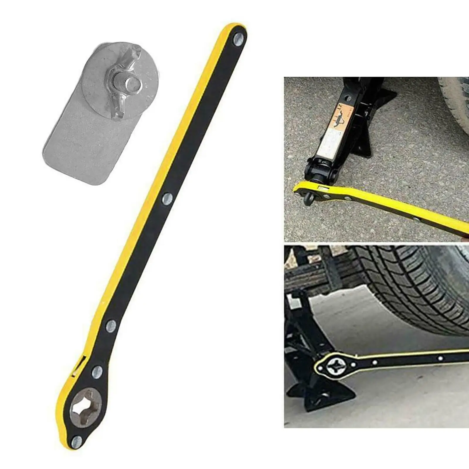 Automotive Labor-Saving Jack Ratchet Wrench Hand Rocker Wrench Repair Tool Scissor Jack for Motorcycle SUV Garage 34cm Long