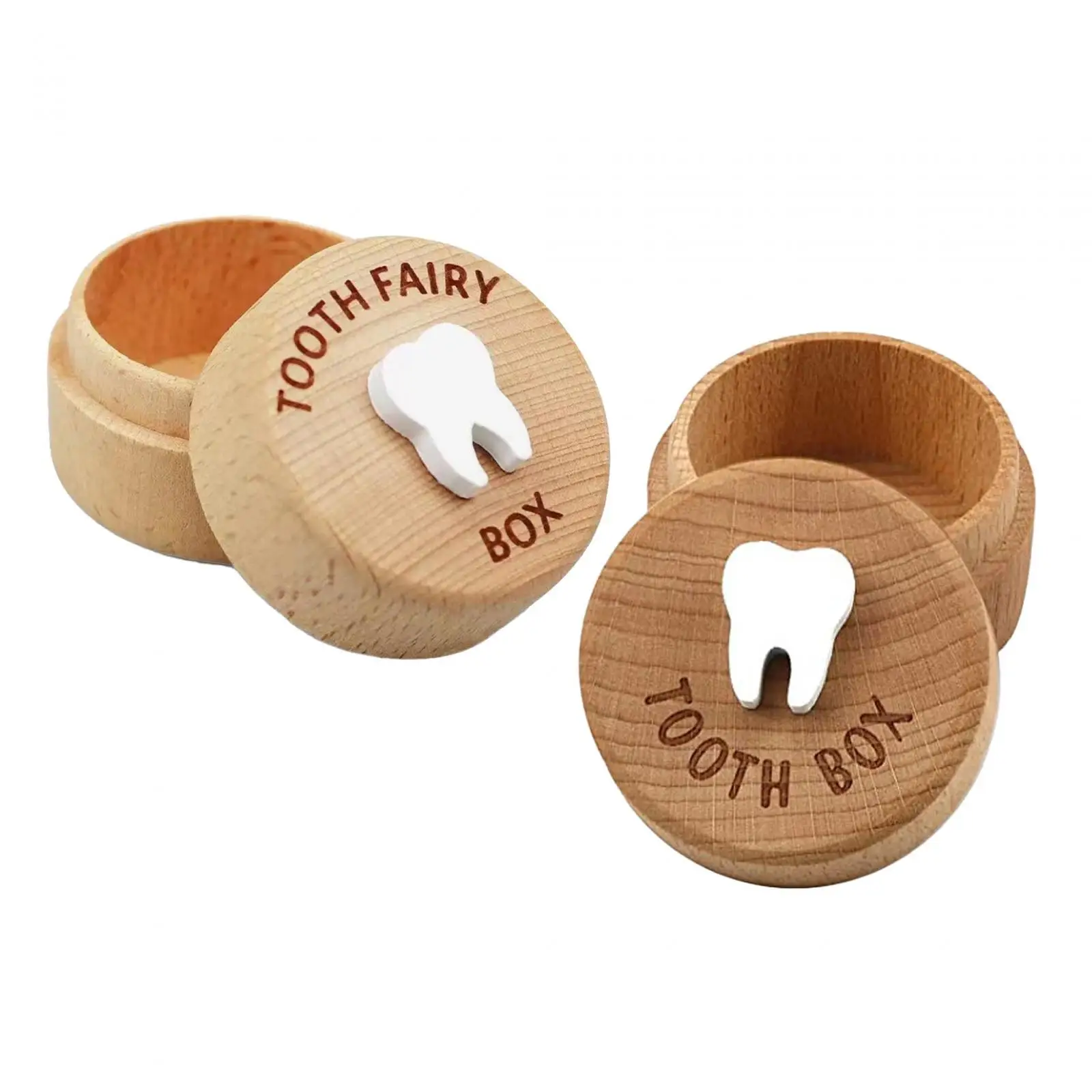 First Tooth Keepsake Box for Lost Tooth Portable Wooden Baby Tooth Box Tooth Container Case for Birthday Gift Baby Shower Kids