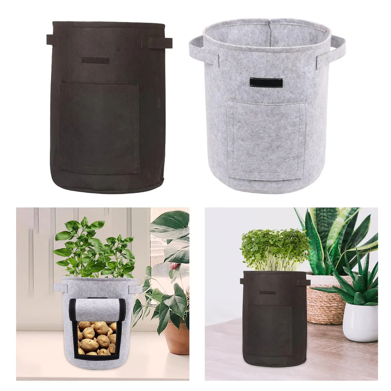 Heavy Duty Potato Grow Bag and Flap Window Thickened Nonwoven Fabric Pots Garden Planting Bag for Patio Carrot Tomato Vegetable