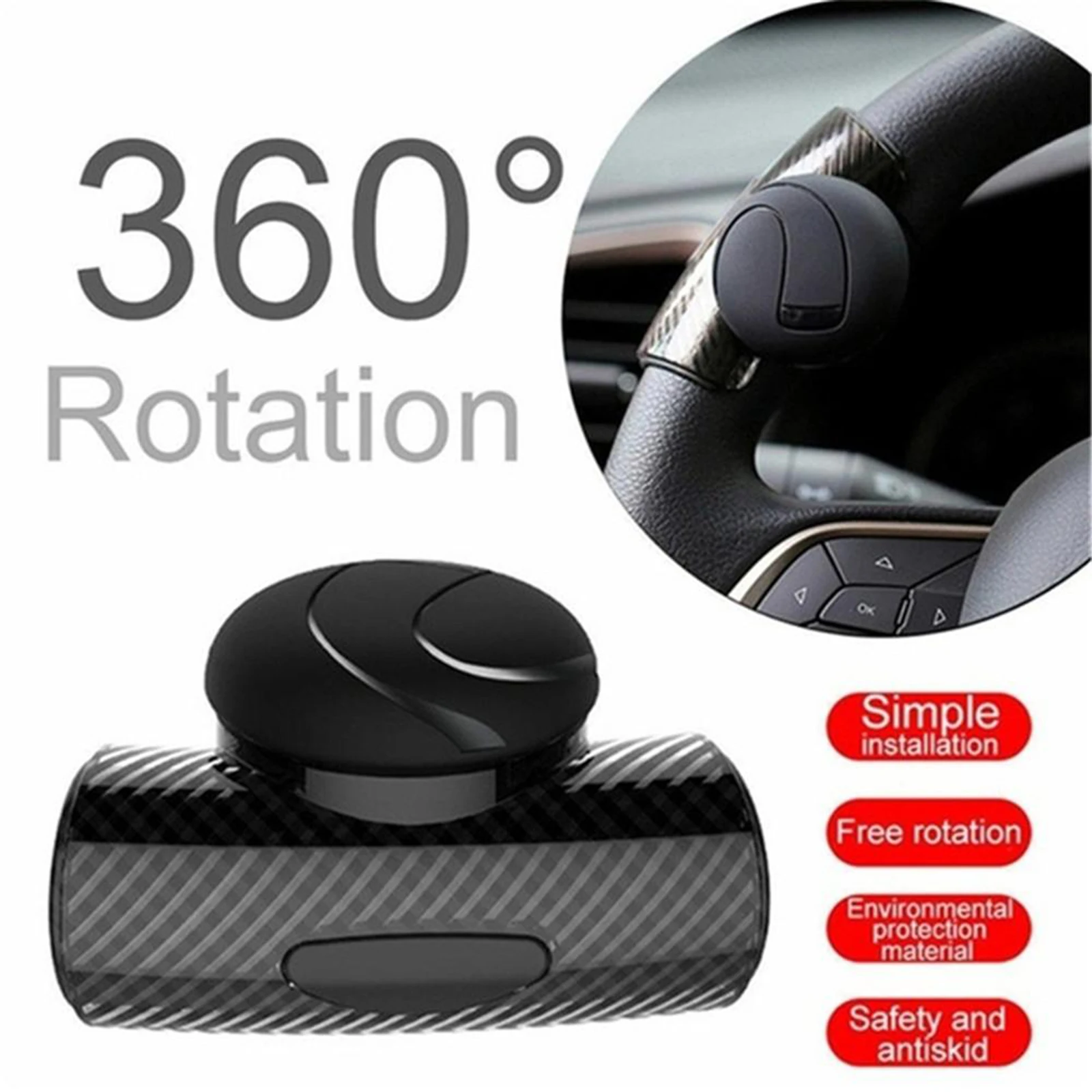 Universal 360Rotating Car Steering Wheel Silicone Handle Knob ,  Easy Installation