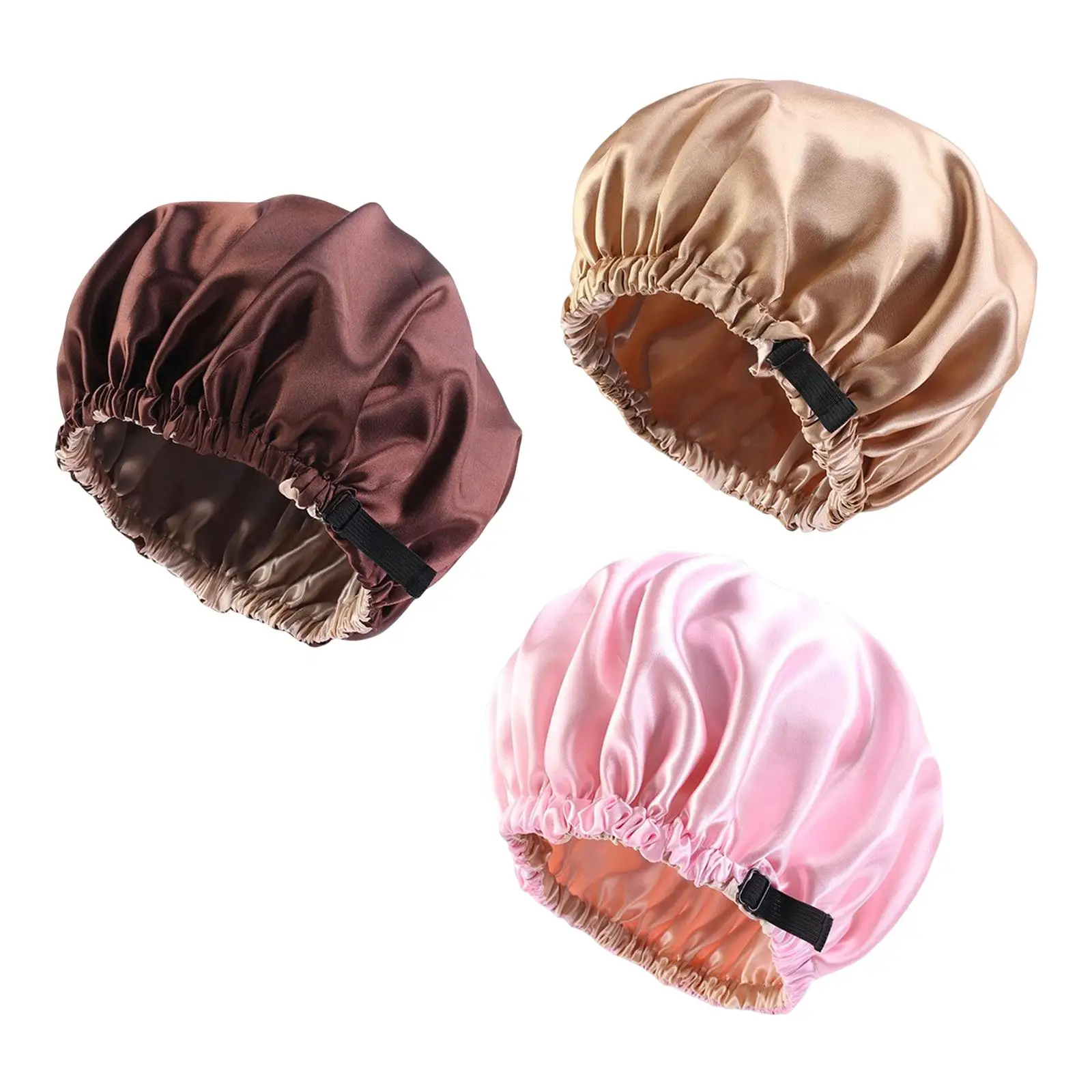 satin Caps Sleeping Caps Headwear Head cover Hat Elastic Band Soft Round Shower Hat for Women girls Curly Hair