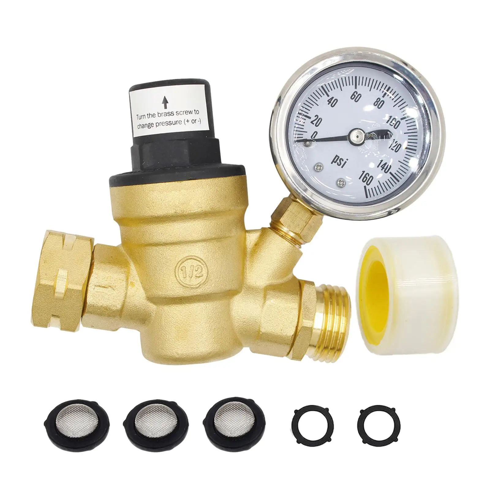 Water Pressure Valve Greenhouse with 3 Inlet Screen Filters RV Agricultural Irrigation Controller Water Pressure Regulator Valve