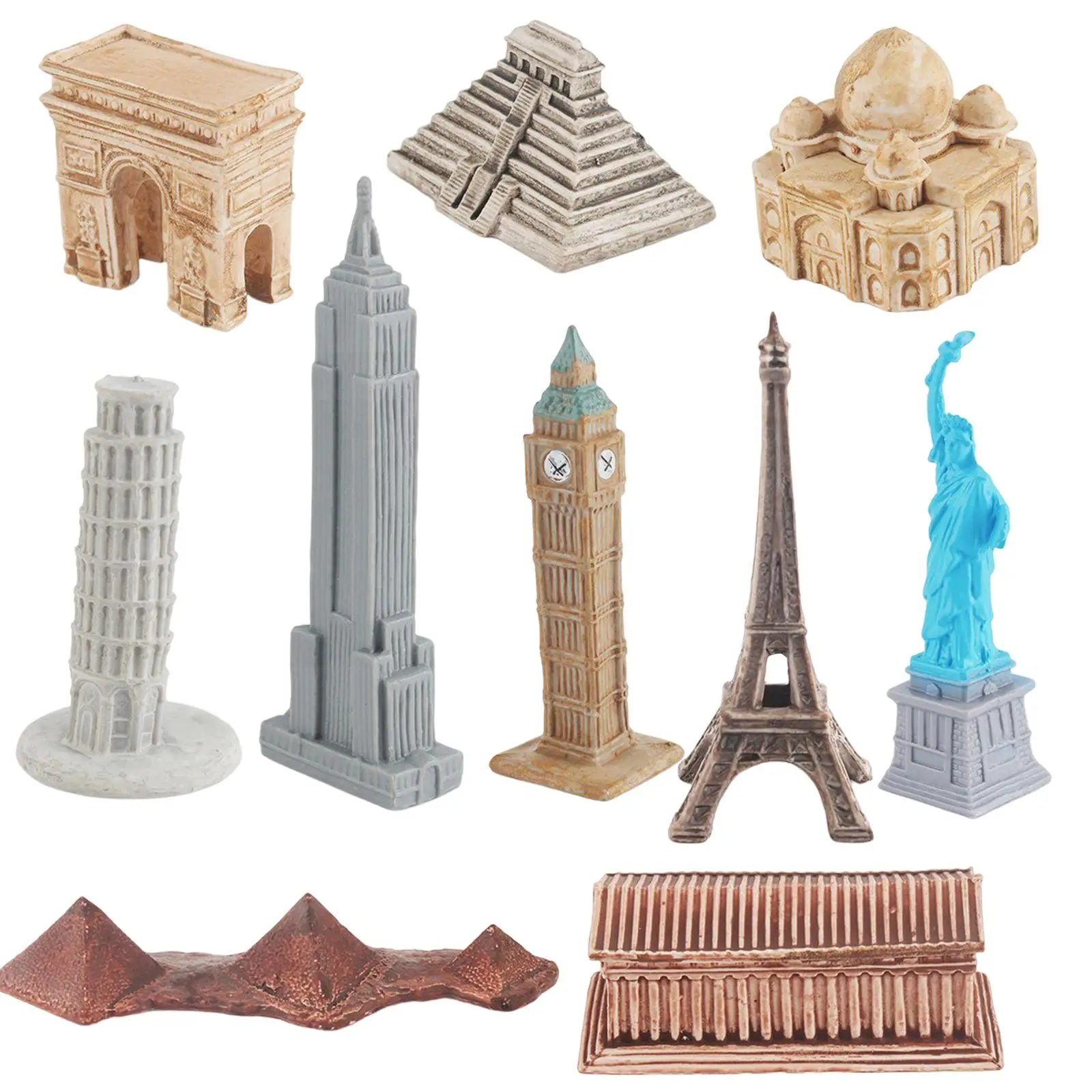 10 Pieces Landmark Buildings Miniature Model Toddlers Playset Collection